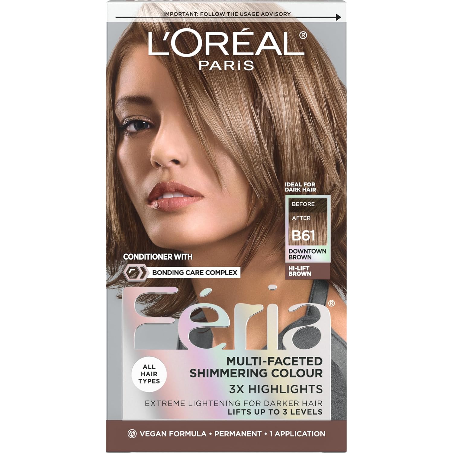 TINTURA PERMANENTE PARA CABELLO L'OREAL PARIS FERIA B61 DOWNTOWN BROWN (MARRÓN FRÍO DE ALTA ELEVACIÓN) - 1