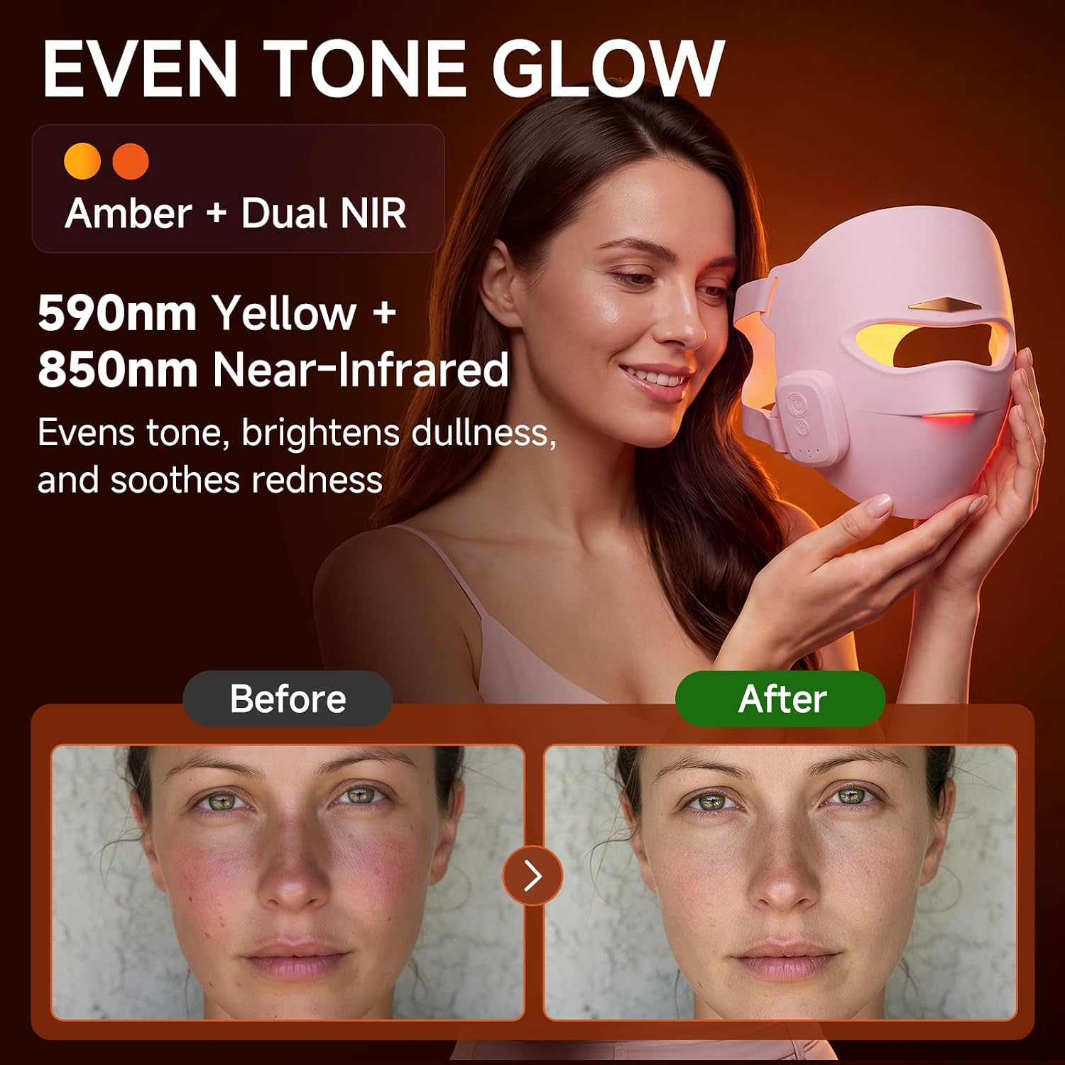MASCARILLA FACIAL AURESKYN LED 4 MODOS 336 LEDS ROSA - 5