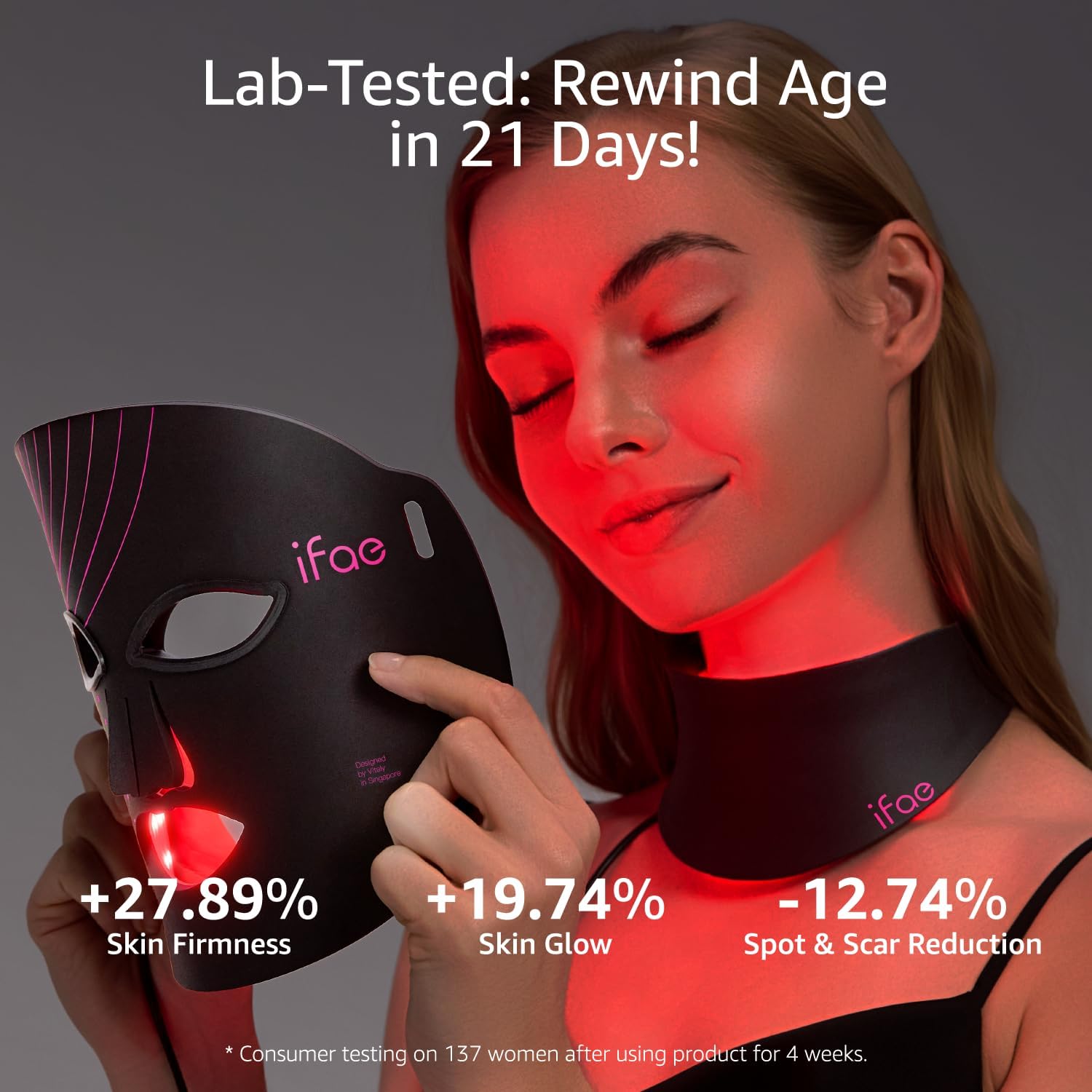 ALMOHADILLA TERAPÉUTICA IFAE RED LIGHT THERAPY MASK PARA ROSTRO Y CUELLO CON 396 LEDS - 2