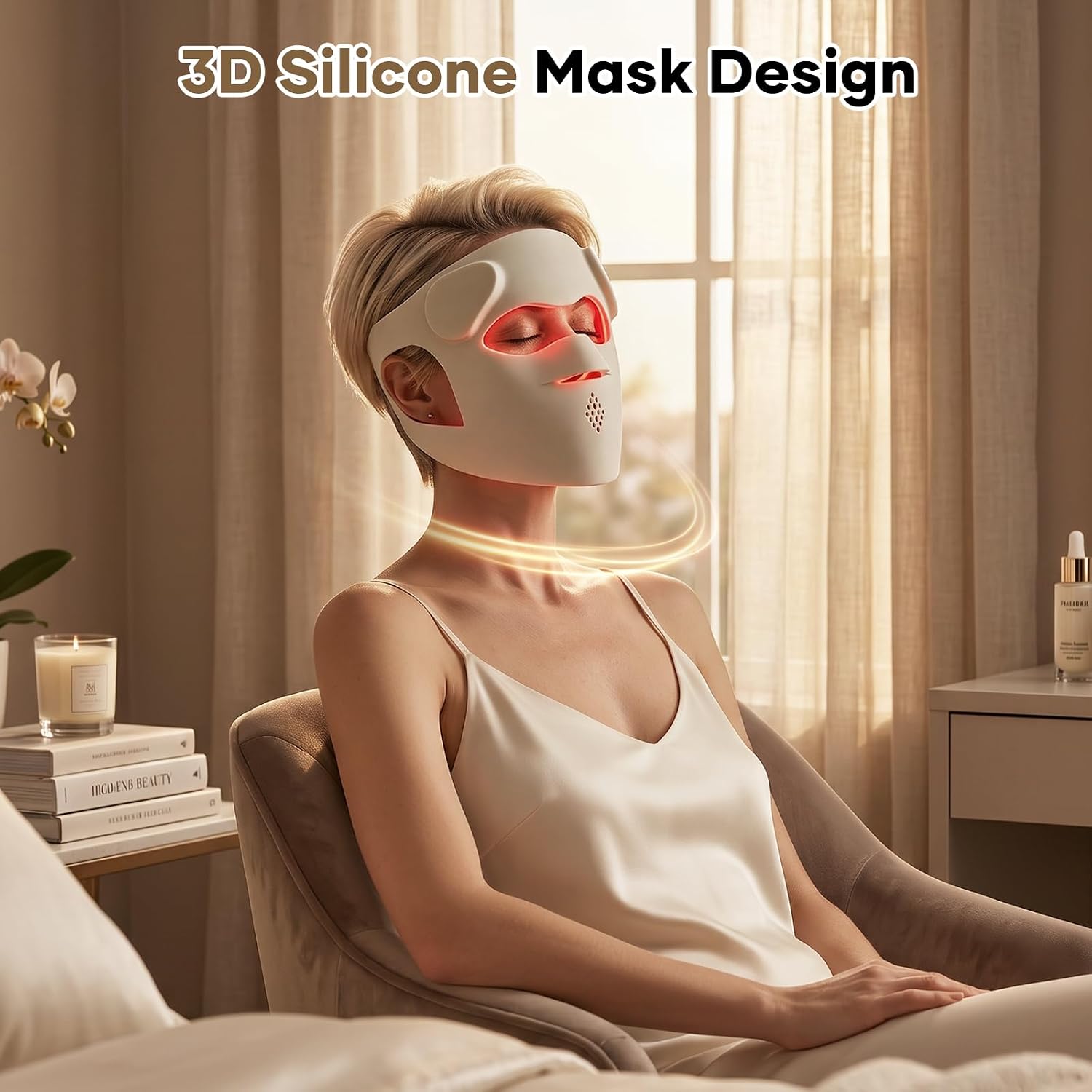 MASCARILLA FACIAL SWETJOZO RB-061 TERAPIA DE LUZ ROJA RECARGABLE USB-C 850NM - 2