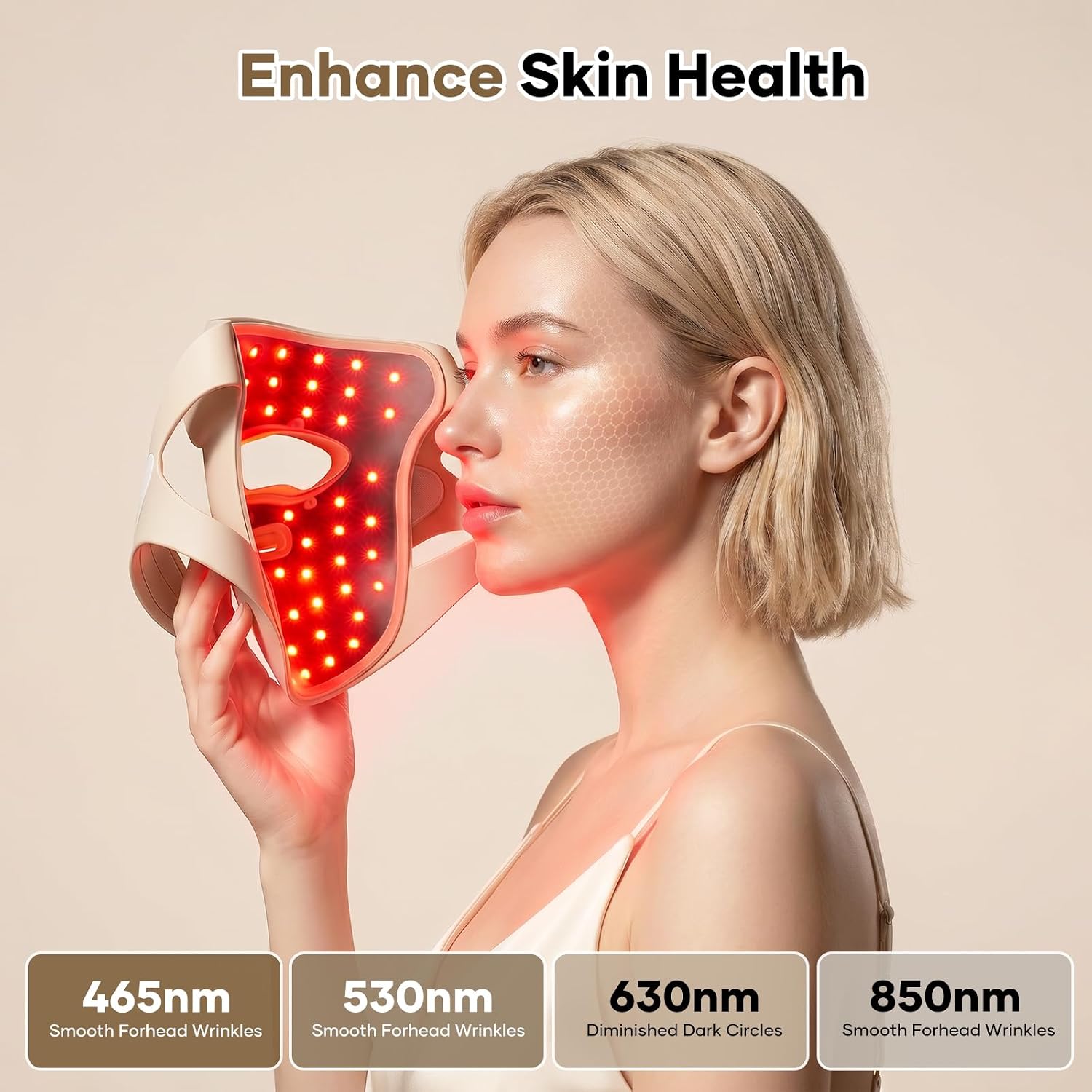 MASCARILLA FACIAL SWETJOZO RB-061 TERAPIA DE LUZ ROJA RECARGABLE USB-C 850NM - 3
