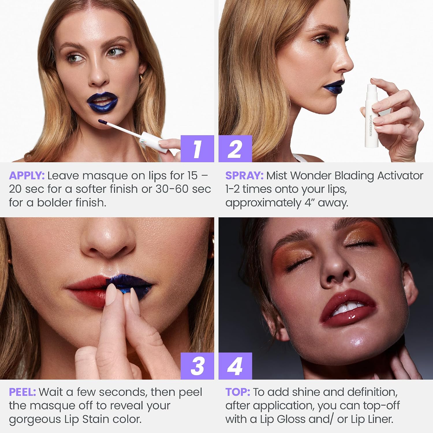SET DE MAQUILLAJE WONDERSKIN LIP STAIN LARGA DURACIÓN WATERPROOF - 4