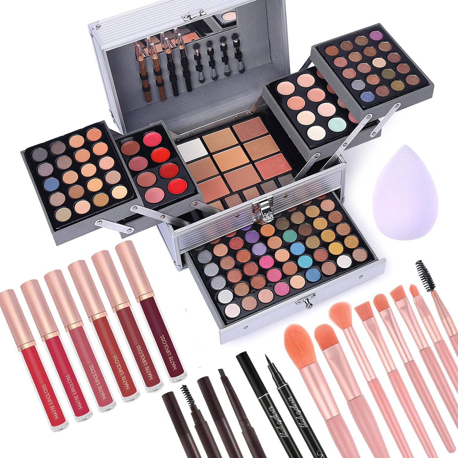 SET DE MAQUILLAJE CHARMCODE COMPLETO CON 132 COLORES Y ACCESORIOS - 1