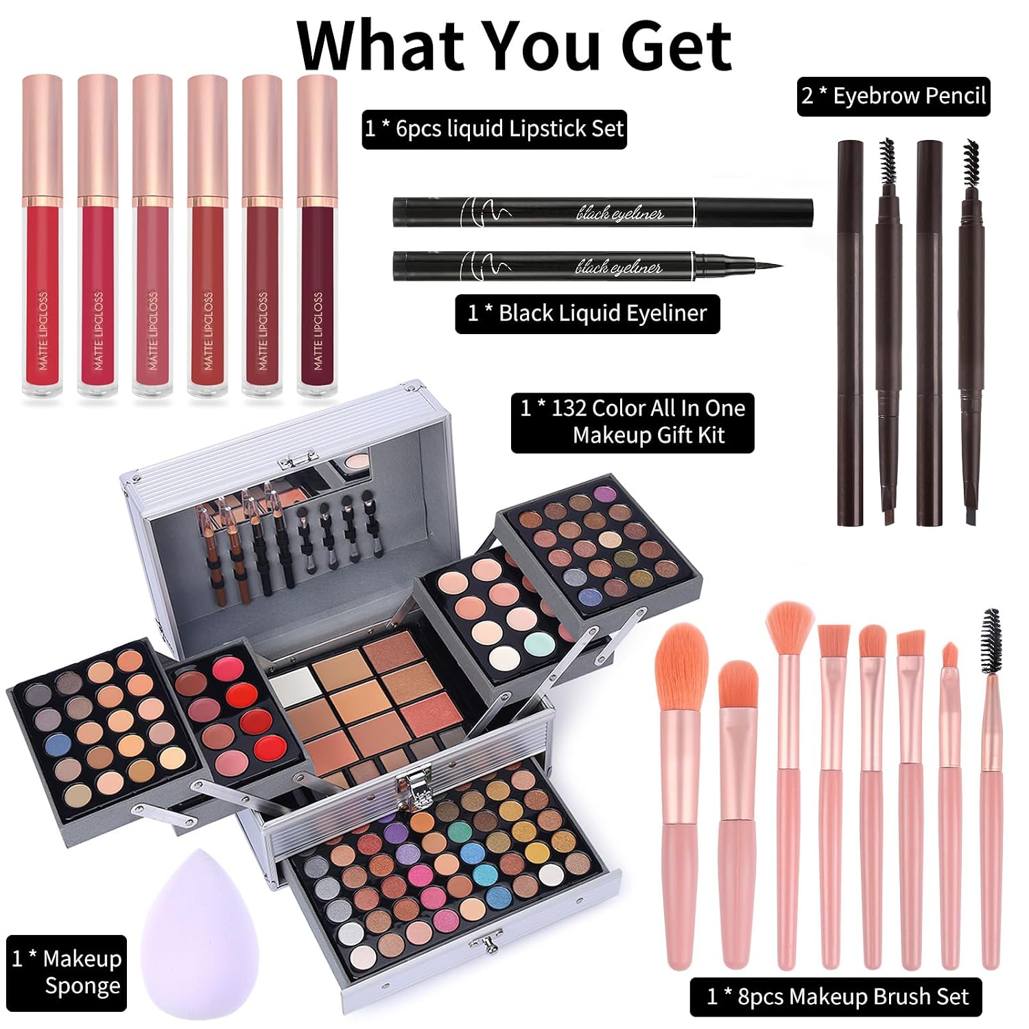 SET DE MAQUILLAJE CHARMCODE COMPLETO CON 132 COLORES Y ACCESORIOS - 2