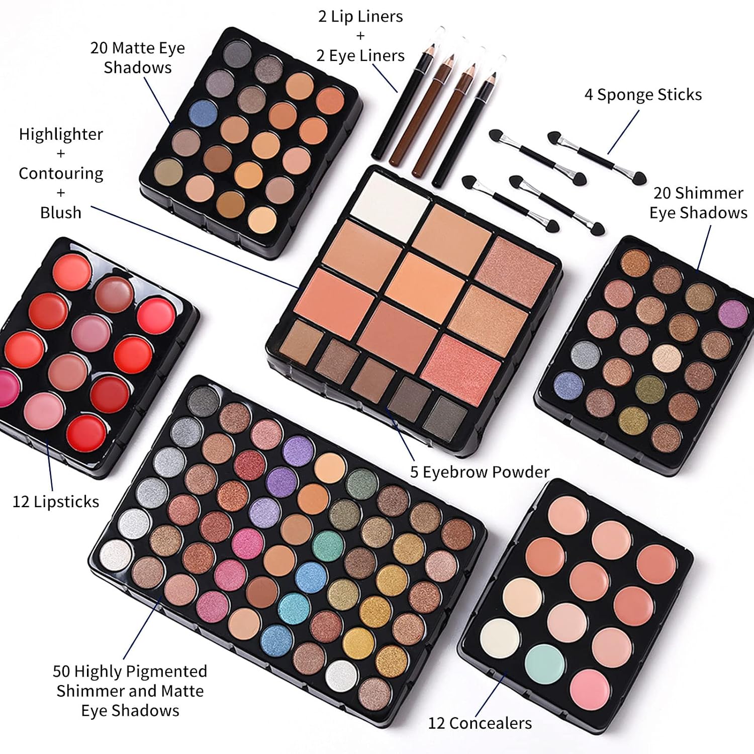 SET DE MAQUILLAJE CHARMCODE COMPLETO CON 132 COLORES Y ACCESORIOS - 3