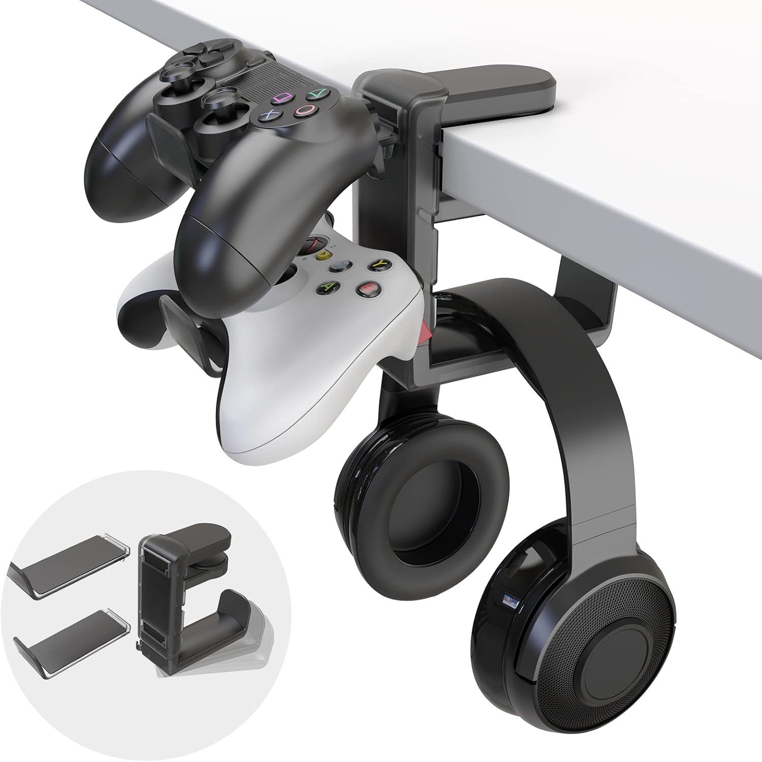 SOPORTE PARA AUDÍFONOS EURPMASK 3 EN 1 CON ROTACIÓN Y DOS SOPORTES PARA CONTROLES - 1