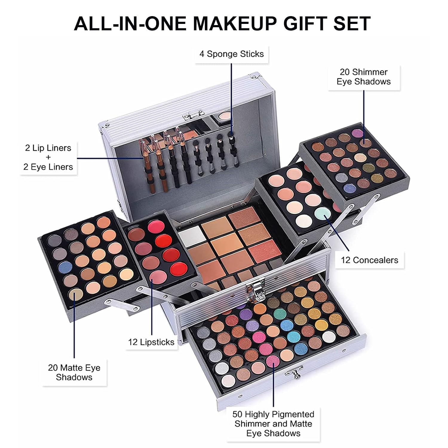 KIT DE MAQUILLAJE UNIFULL 132 COLORES TODO EN UNO PARA MUJER - 2