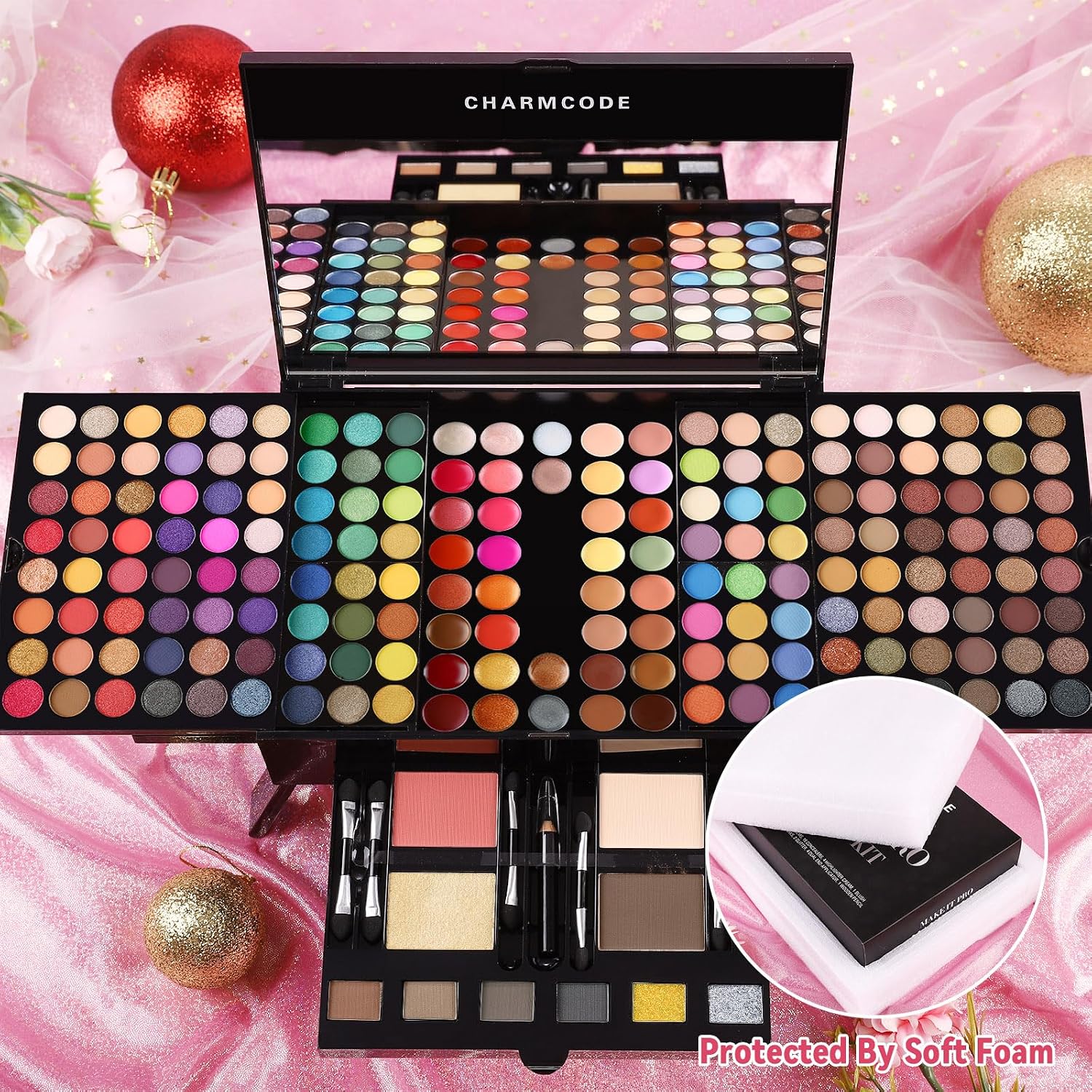 SET DE MAQUILLAJE CHARMCODE 190 COLORES CON SOMBRAS, CORRECTORES, RUBOR, DELINEADOR Y ESPEJO - 4