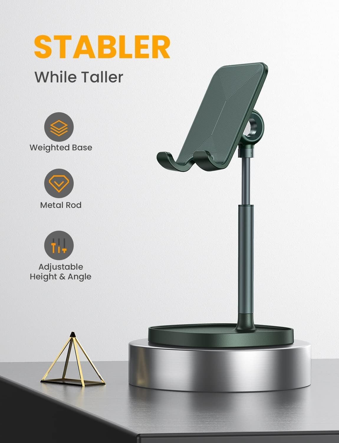 SOPORTE PARA CELULAR LISEN AJUSTABLE PARA ESCRITORIO COLOR VERDE ACEITUNA - 2