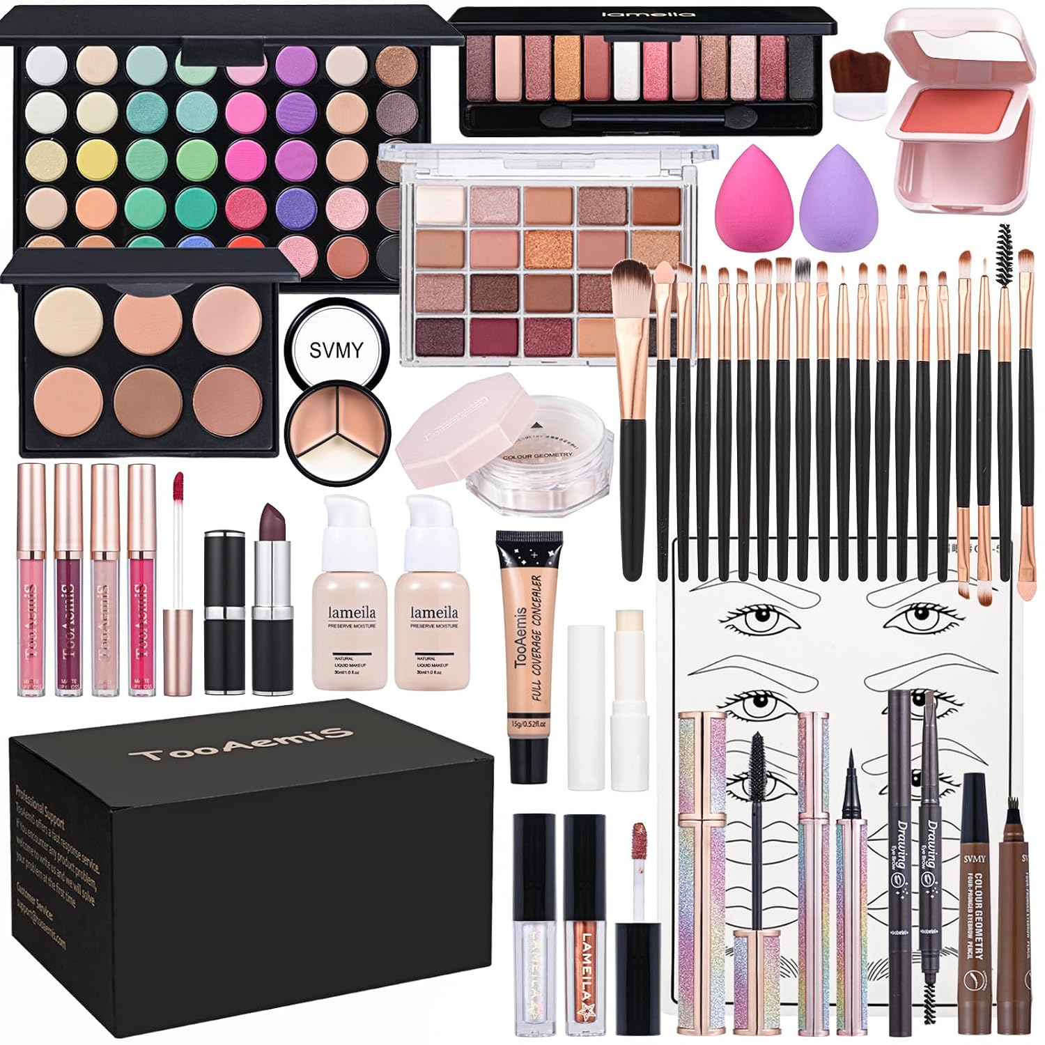 SET DE MAQUILLAJE TOOAEMIS ALL IN ONE KIT COMPLETO NEGRO - 1