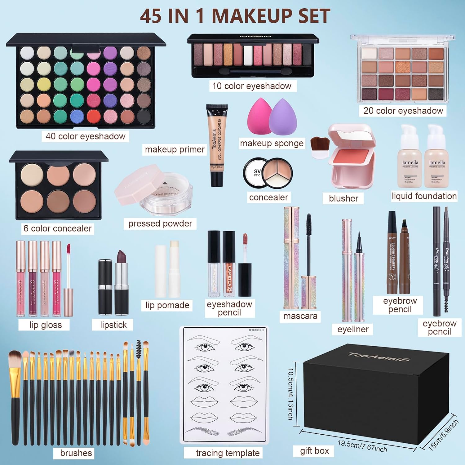 SET DE MAQUILLAJE TOOAEMIS ALL IN ONE KIT COMPLETO NEGRO - 2