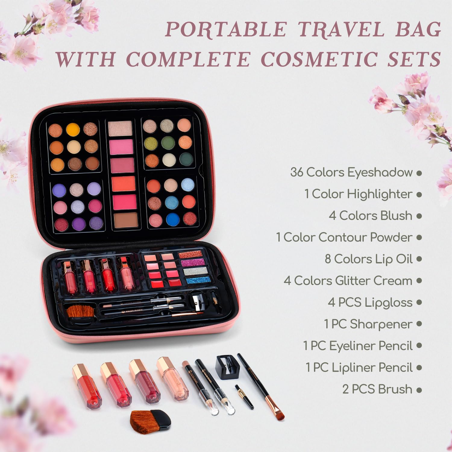 SET DE MAQUILLAJE COLOR NYMPH PARA ADOLESCENTES KIT COSMÉTICO ROSA - 2
