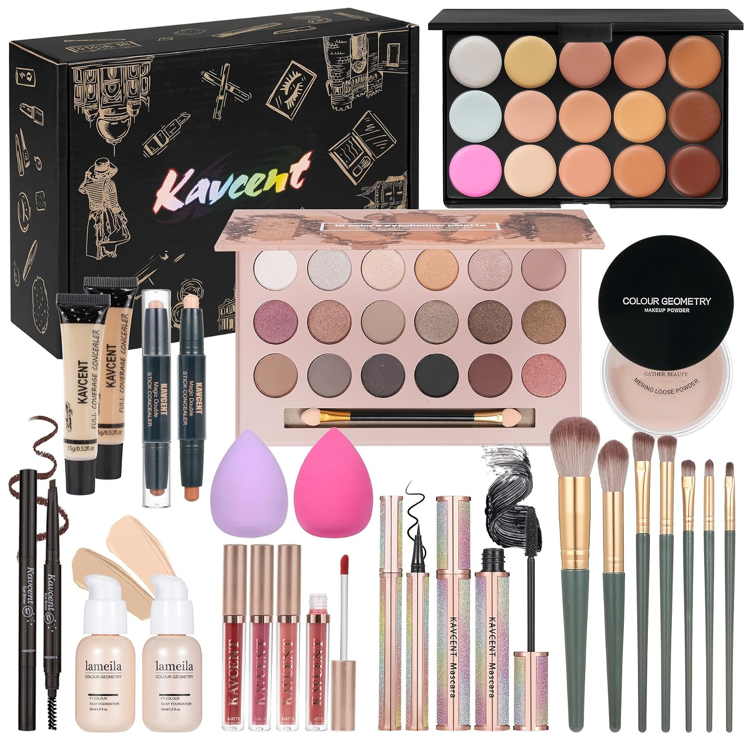SET DE MAQUILLAJE KAVCENT COMPLETO PARA MUJER Y ADOLESCENTES - 1