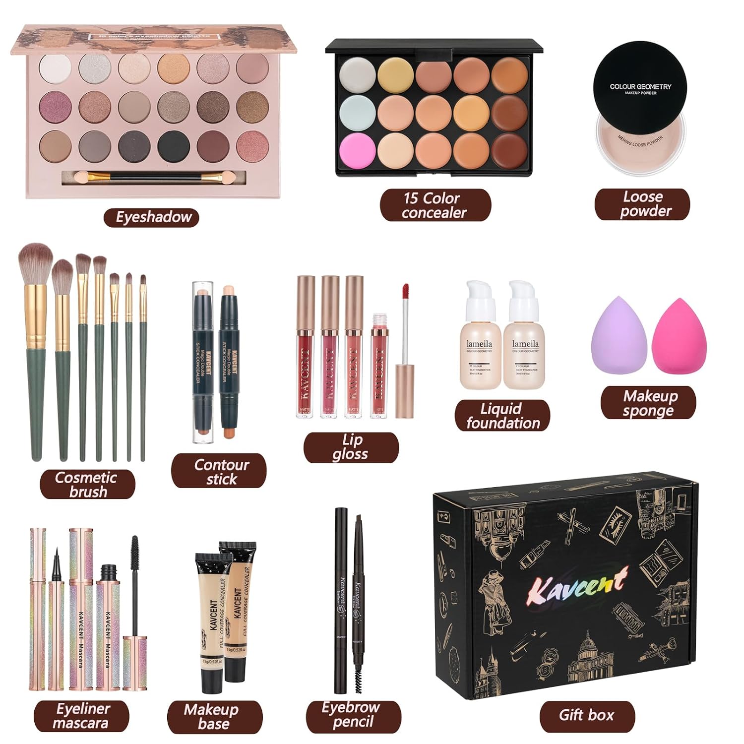 SET DE MAQUILLAJE KAVCENT COMPLETO PARA MUJER Y ADOLESCENTES - 2