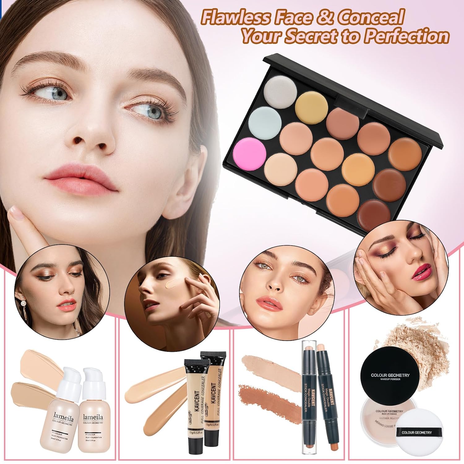 SET DE MAQUILLAJE KAVCENT COMPLETO PARA MUJER Y ADOLESCENTES - 5