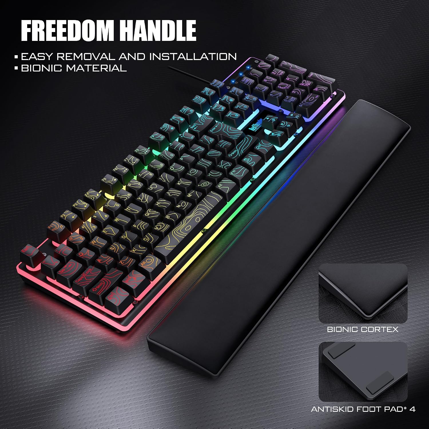 KIT DE TECLADO Y MOUSE GAMING REDTHUNDER K10 CON REPOSAMUÑECAS, RGB AJUSTABLE, TECLADO MECÁNICO Y MOUSE 7200 DPI - 4