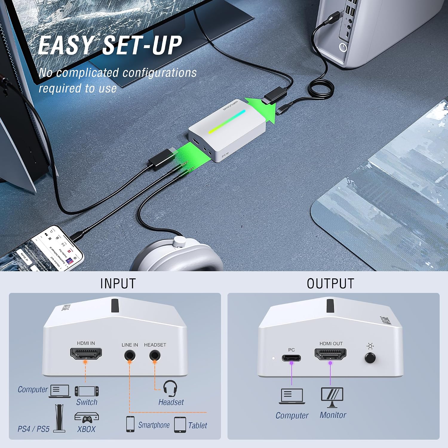 CAPTURADORA DE VIDEO AMPLIGAME FIFINE V3W HDMI 4K - 4