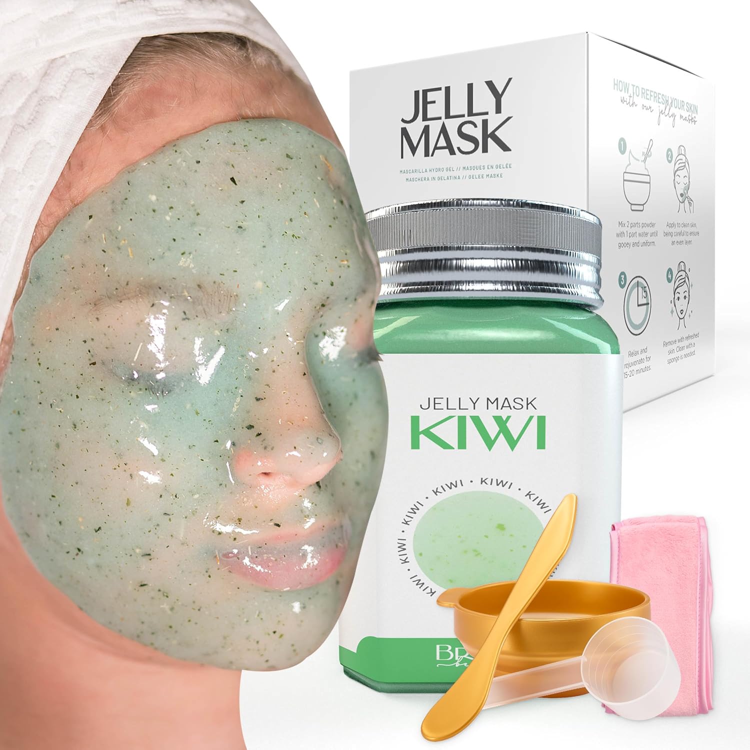 MASCARILLA FACIAL PEEL-OFF BRÜUN KIWI JELLY 680 ML PARA 30 A 35 APLICACIONES - 1