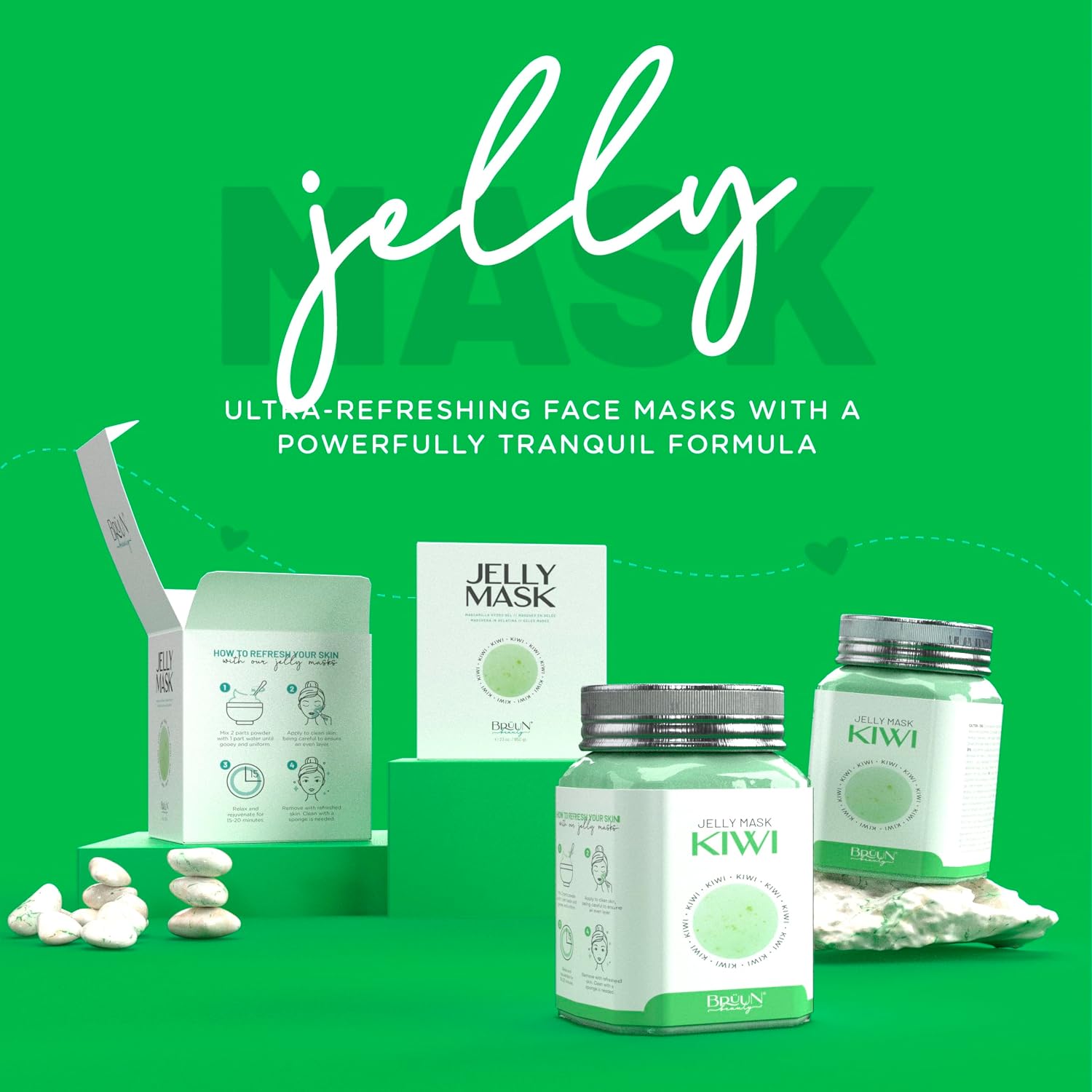 MASCARILLA FACIAL PEEL-OFF BRÜUN KIWI JELLY 680 ML PARA 30 A 35 APLICACIONES - 2