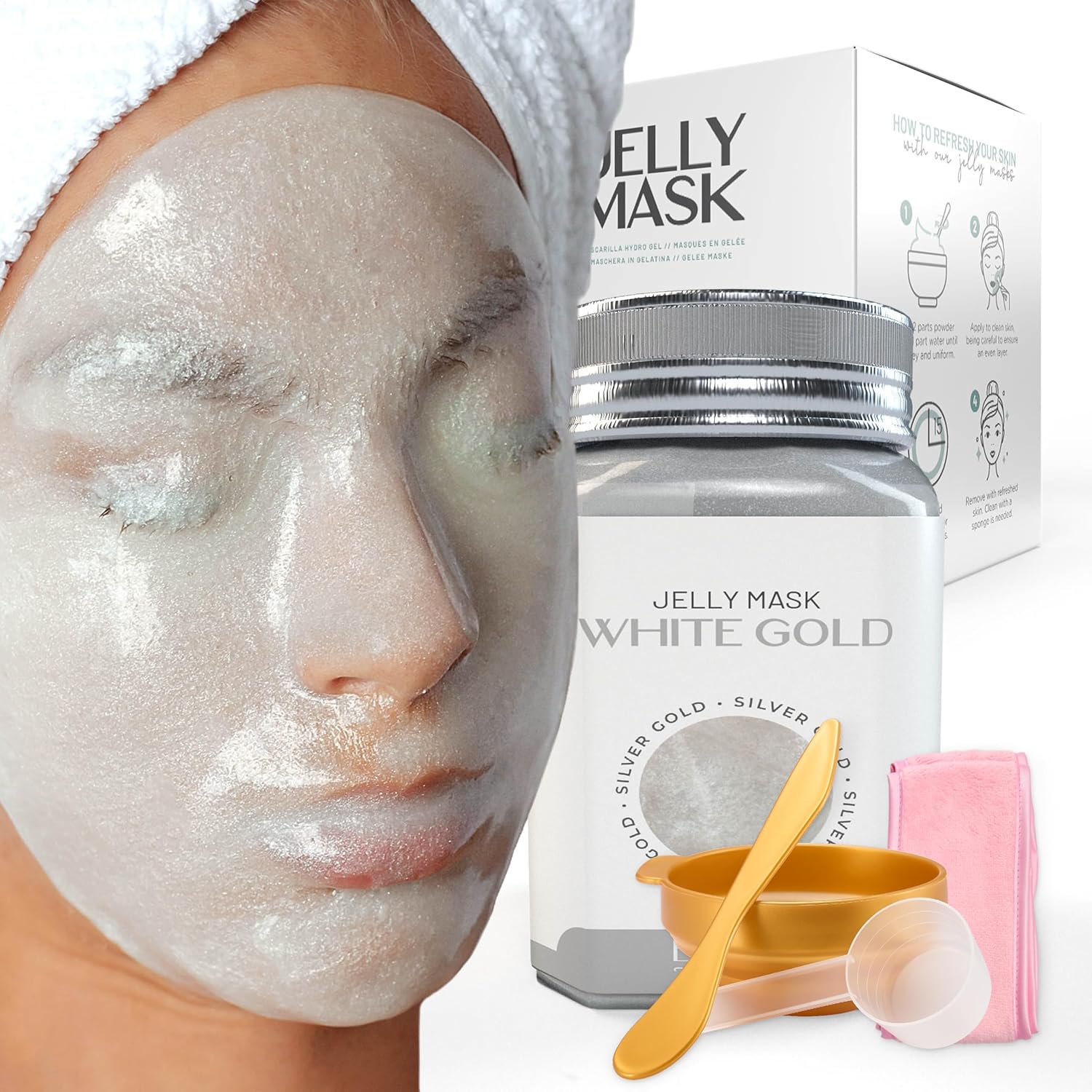 MASCARILLA FACIAL BRÜUN JELLY MASK WHITE GOLD GLYCOLIC AC AHA PEEL-OFF 680 ML - 1