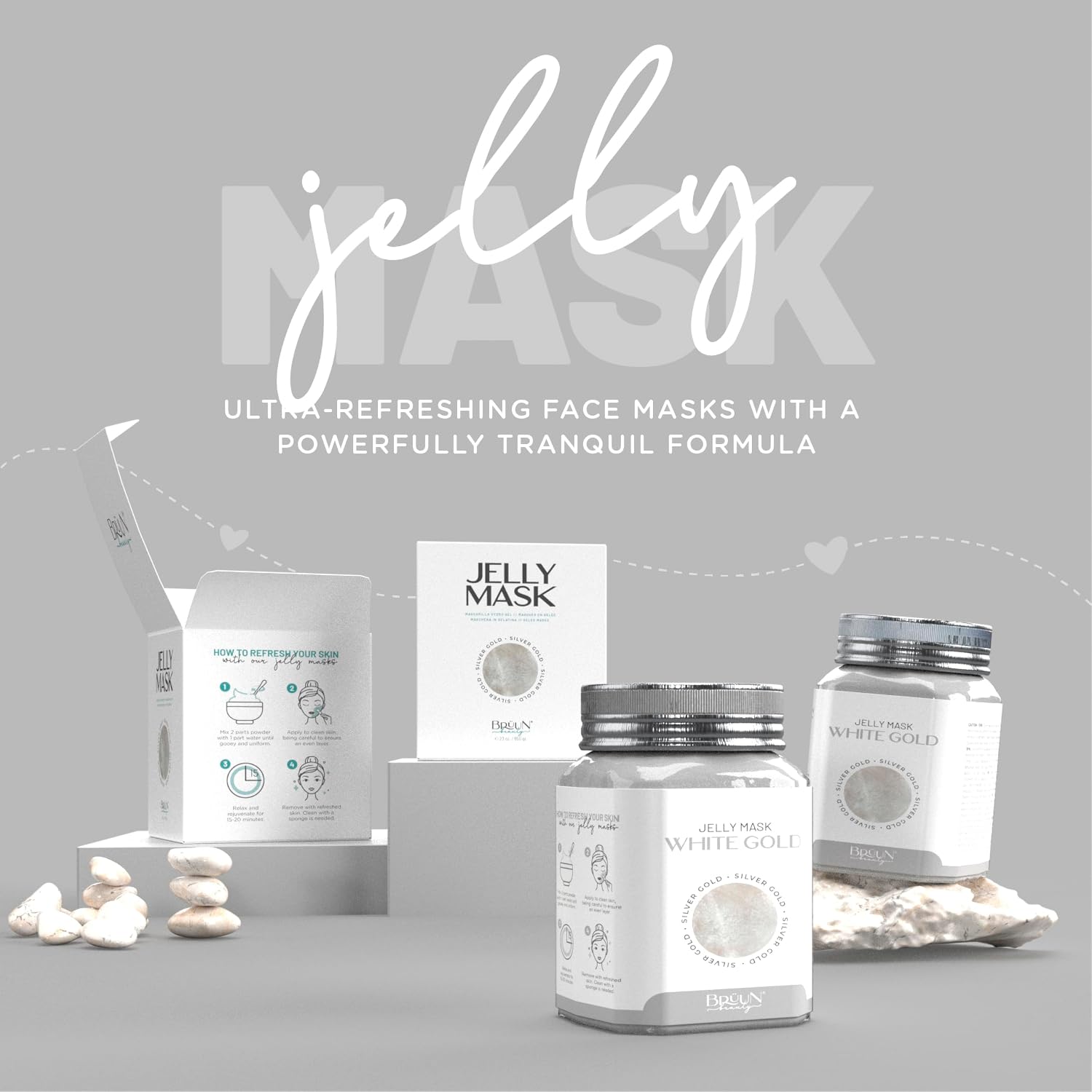 MASCARILLA FACIAL BRÜUN JELLY MASK WHITE GOLD GLYCOLIC AC AHA PEEL-OFF 680 ML - 2