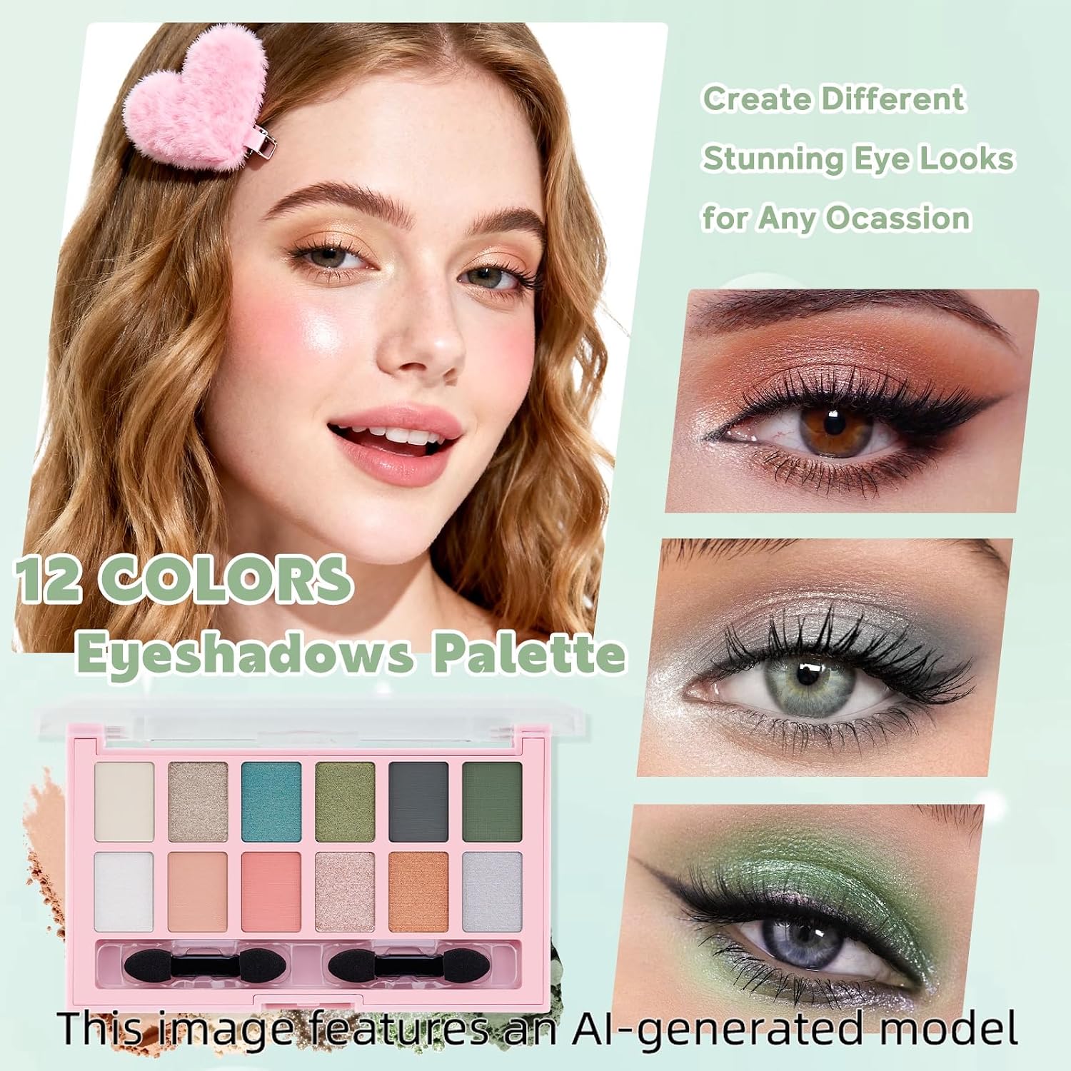 SET DE MAQUILLAJE COLOR NYMPH CON ORGANIZADOR DE VIAJE VERDE - 3