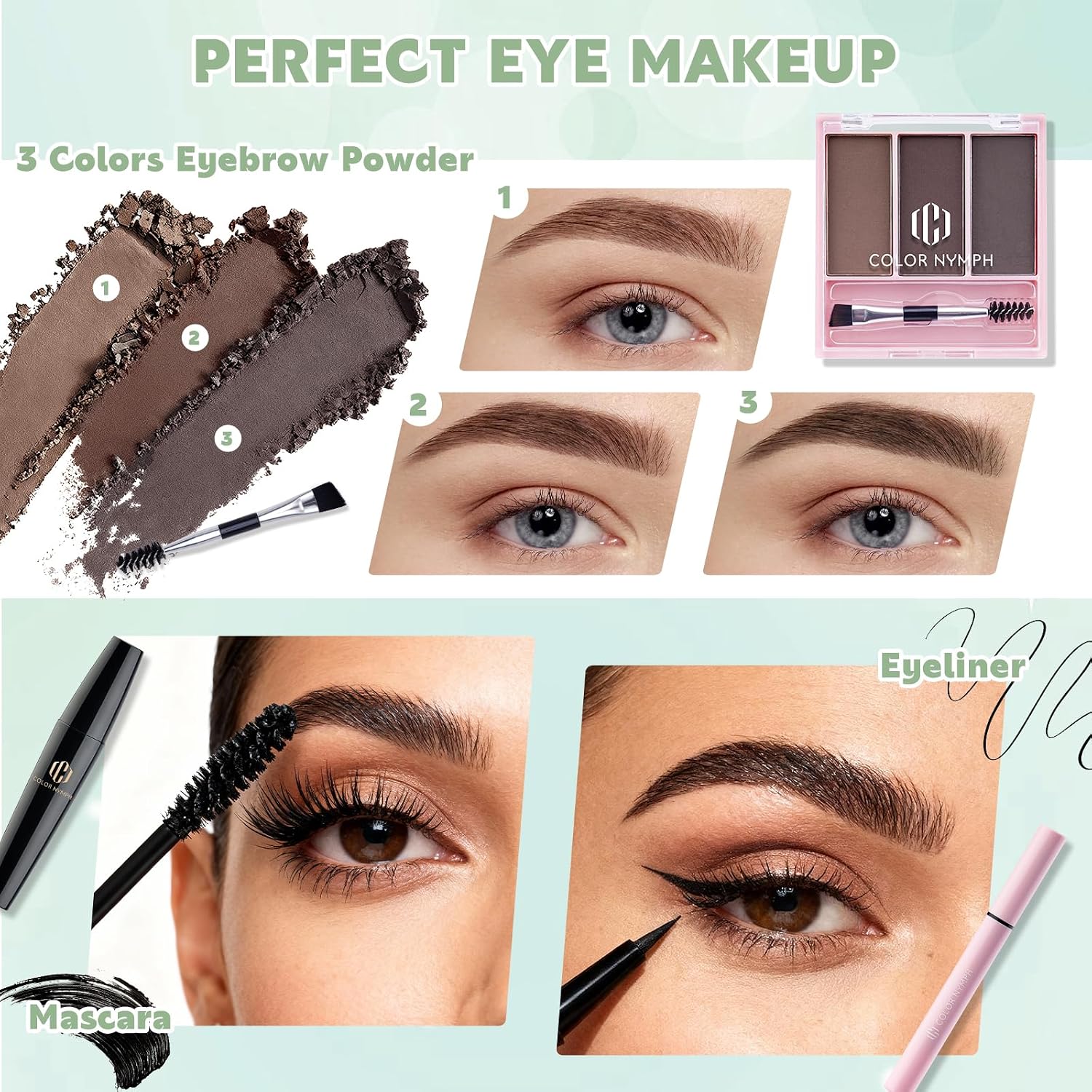 SET DE MAQUILLAJE COLOR NYMPH CON ORGANIZADOR DE VIAJE VERDE - 4