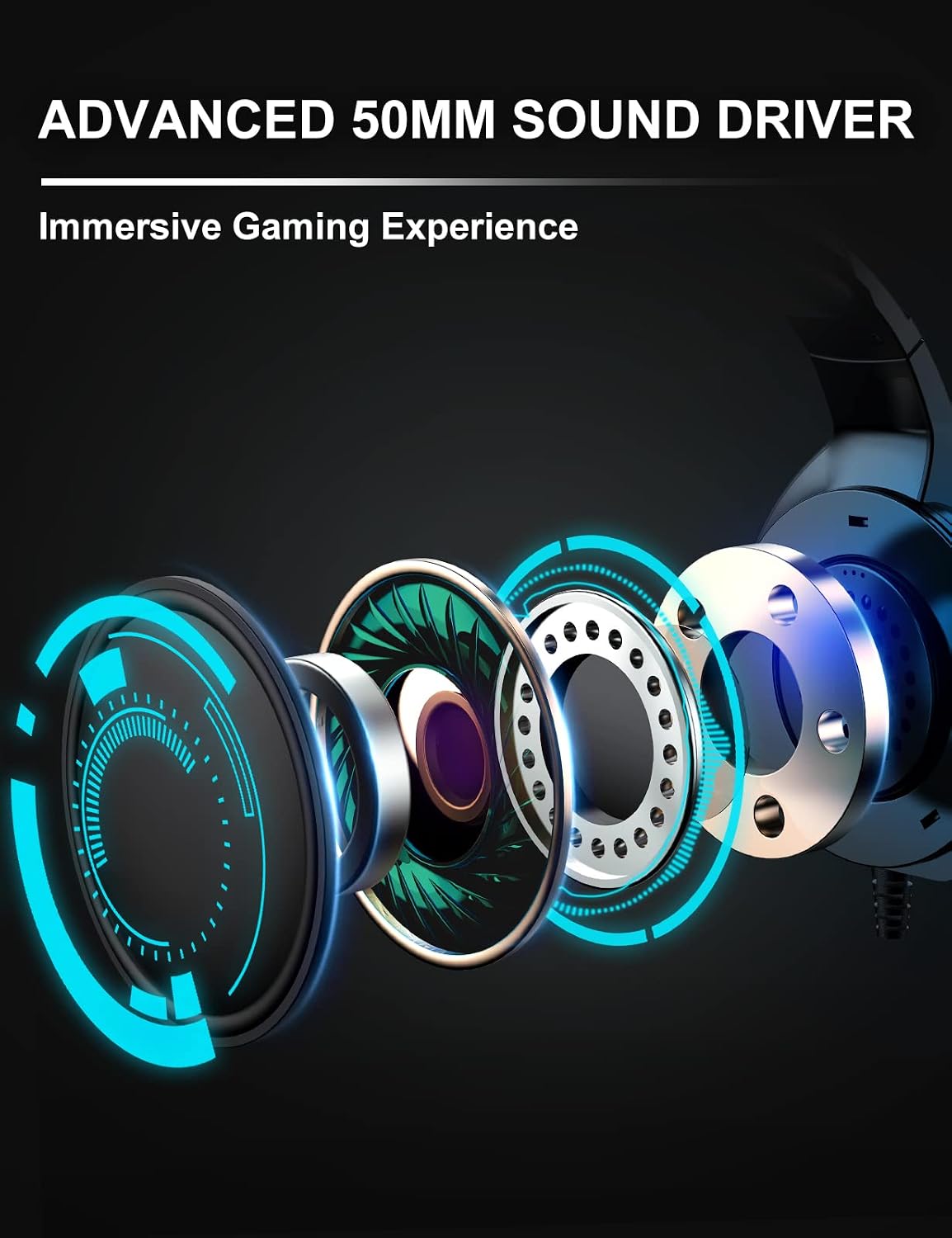 AUDÍFONOS GAMING ZIUMIER Z20 CON CABLE PARA PC, PS5, PS4, XBOX SERIES X|S - 3
