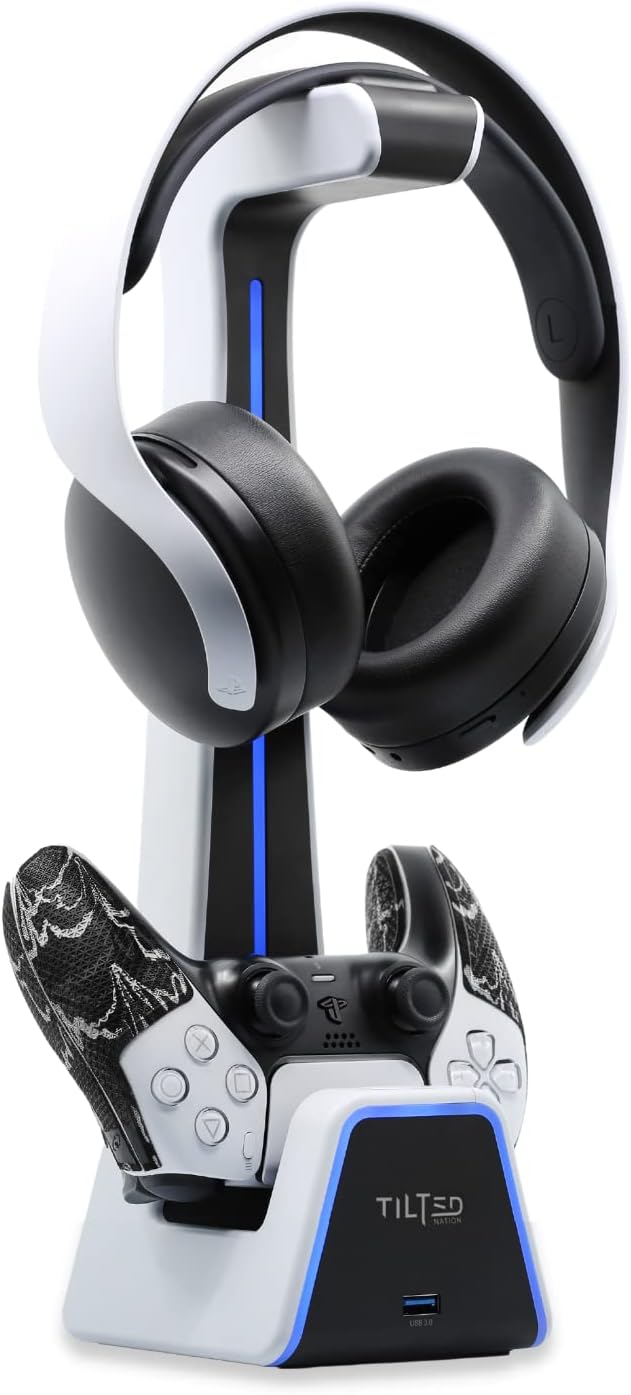 SOPORTE PARA AUDÍFONOS Y CONTROL TILTED NATION PHANTOM PARA PS5 Y XBOX CON ESTACIÓN DE CARGA Y HUB USB 3.0 - 1