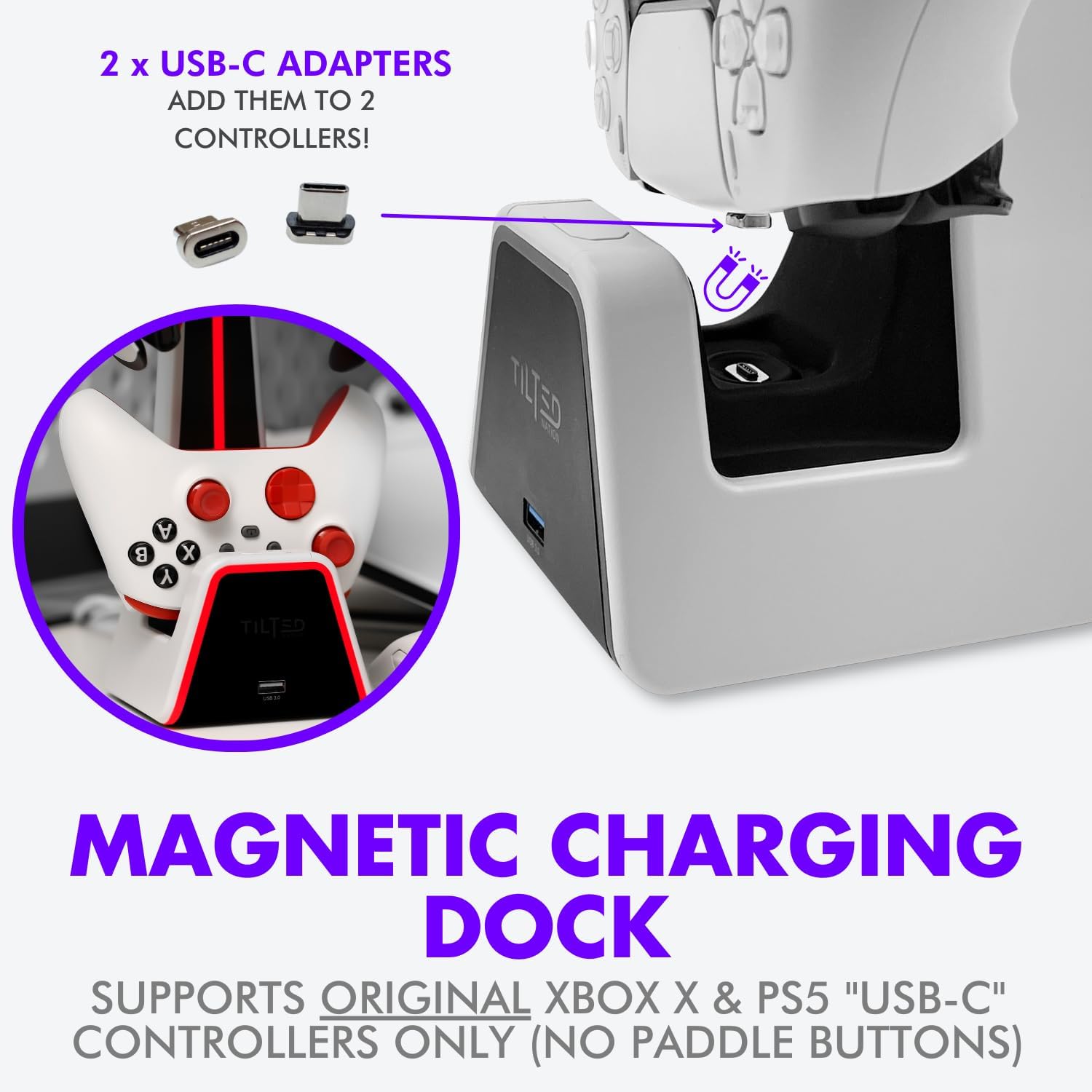 SOPORTE PARA AUDÍFONOS Y CONTROL TILTED NATION PHANTOM PARA PS5 Y XBOX CON ESTACIÓN DE CARGA Y HUB USB 3.0 - 4