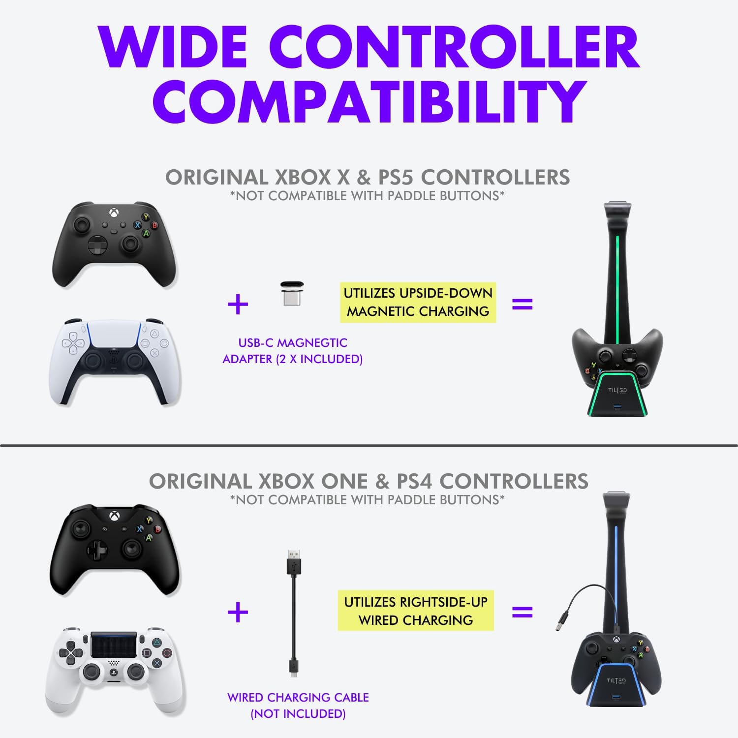 SOPORTE PARA AUDÍFONOS Y CONTROL TILTED NATION PHANTOM PARA PS5 Y XBOX CON ESTACIÓN DE CARGA Y HUB USB 3.0 - 5