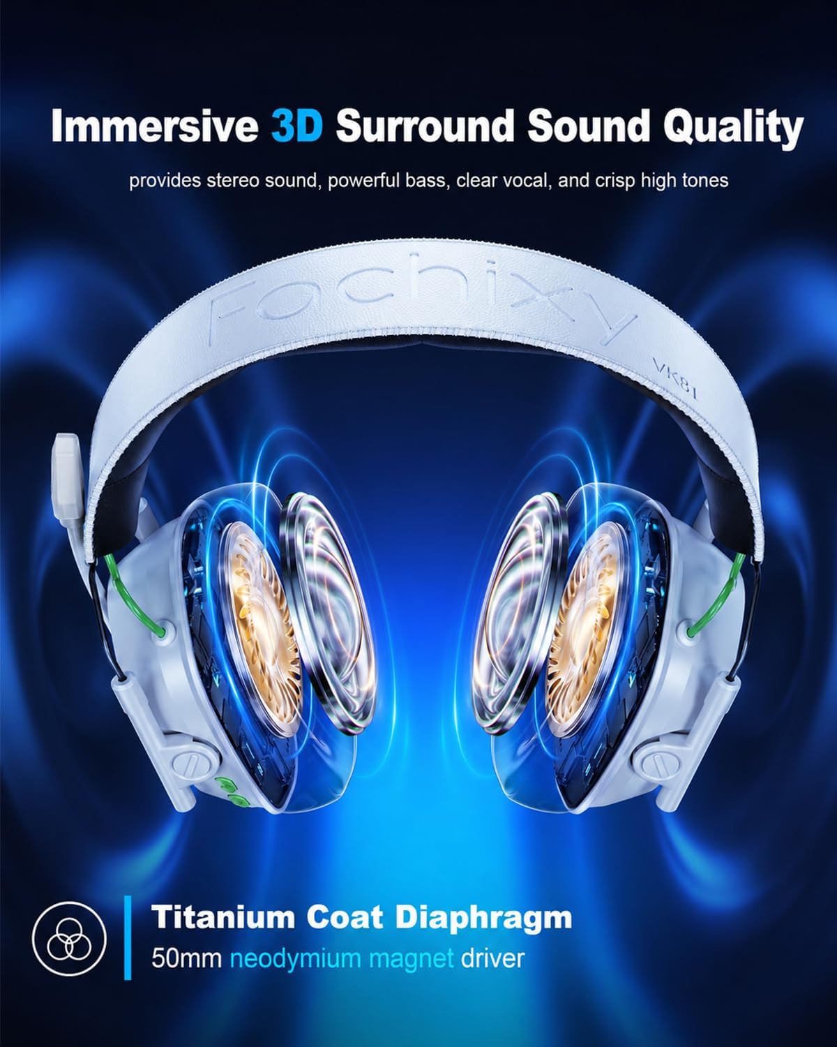 HEADSET INALÁMBRICO PARA GAMING FACHIXY VK81 PARA PS5, PS4, PC Y SWITCH - 2
