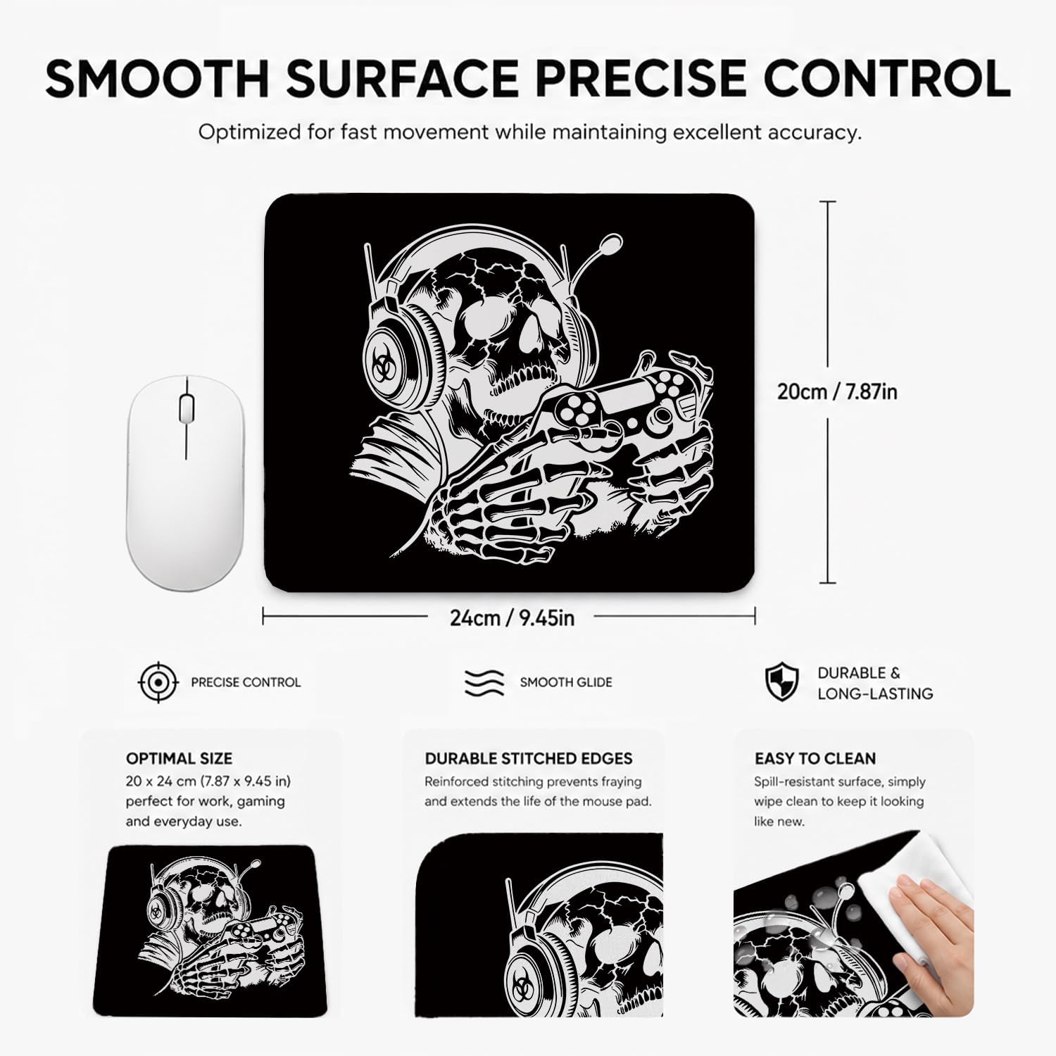 MOUSE PAD HONLUNG GAMING CALAVERA GÓTICA 24X20 CM - 2