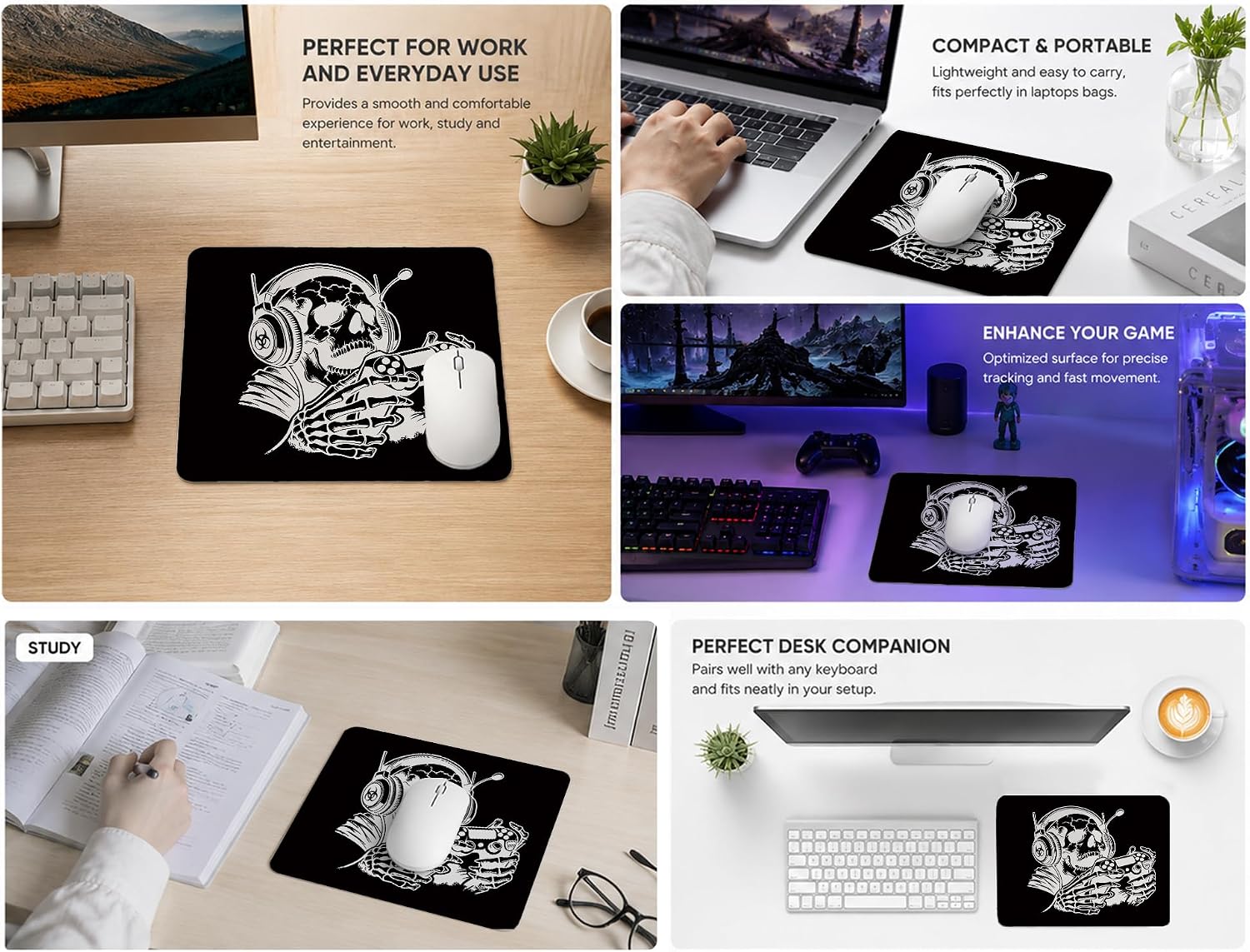 MOUSE PAD HONLUNG GAMING CALAVERA GÓTICA 24X20 CM - 3