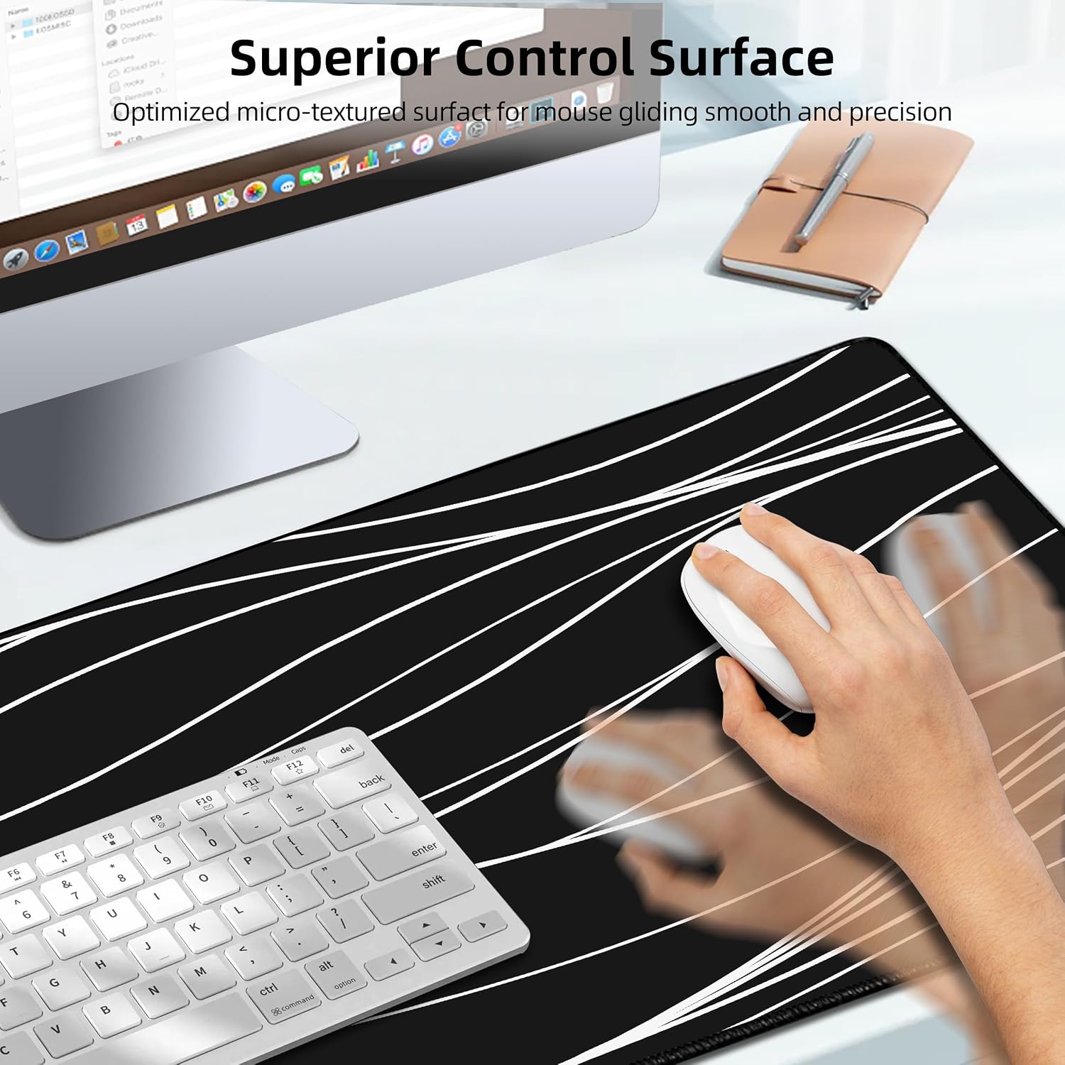 MOUSE PAD EXTRELIFE XXL CON CARGA INALÁMBRICA MAGNÉTICA 80X40 CM NEGRO - 3