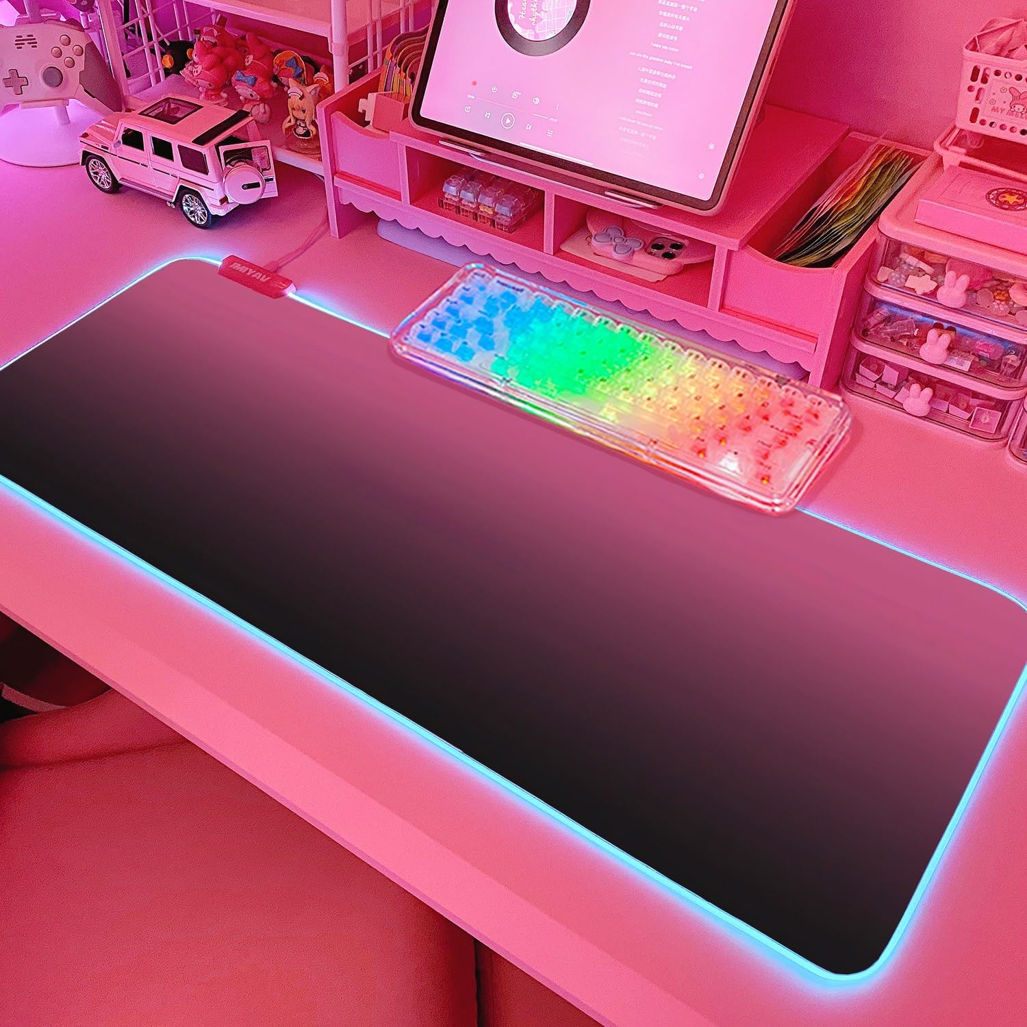 MOUSE PAD JMIYAV PINK GAMING RGB 80X31.5 CM BASE ANTIDESLIZANTE - 1