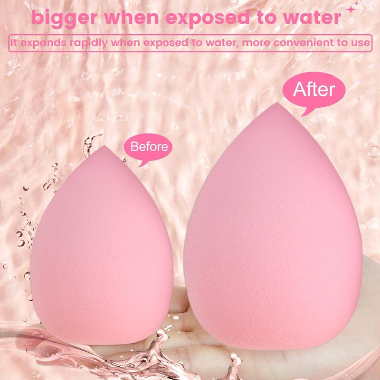 SET DE MAQUILLAJE SUNIYA CON ESPONJAS, BANDA PARA CABEZA Y MUÑEQUERAS ROSA - 4