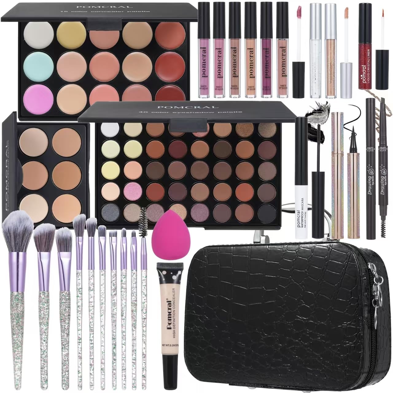 SET DE MAQUILLAJE POMCRAL PARA MUJER CON PALETA DE 40 COLORES Y ACCESORIOS - 1