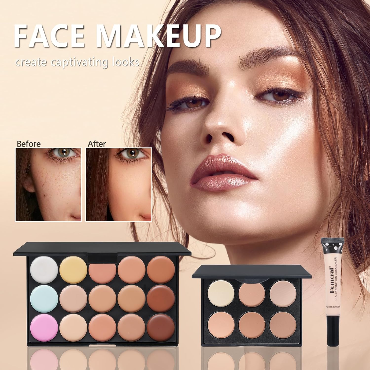 SET DE MAQUILLAJE POMCRAL PARA MUJER CON PALETA DE 40 COLORES Y ACCESORIOS - 4