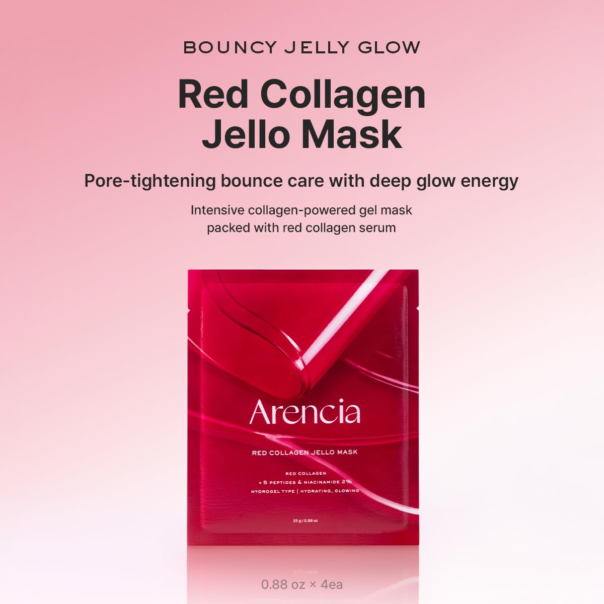 MASCARILLA FACIAL ARENCIA RED COLLAGEN JELLO MASK HIDRATANTE Y REAFIRMANTE 4 UNIDADES - 2