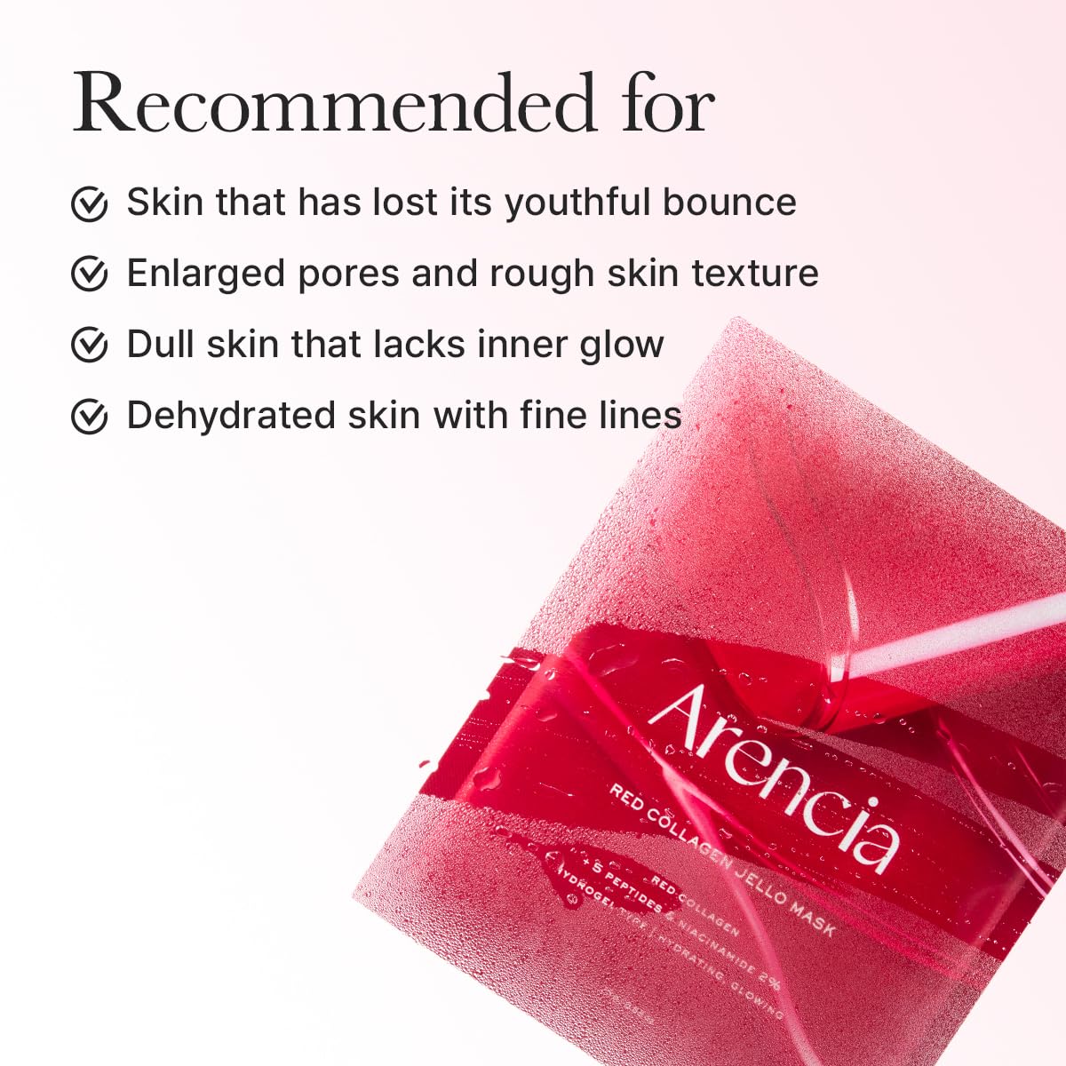 MASCARILLA FACIAL ARENCIA RED COLLAGEN JELLO MASK HIDRATANTE Y REAFIRMANTE 4 UNIDADES - 5