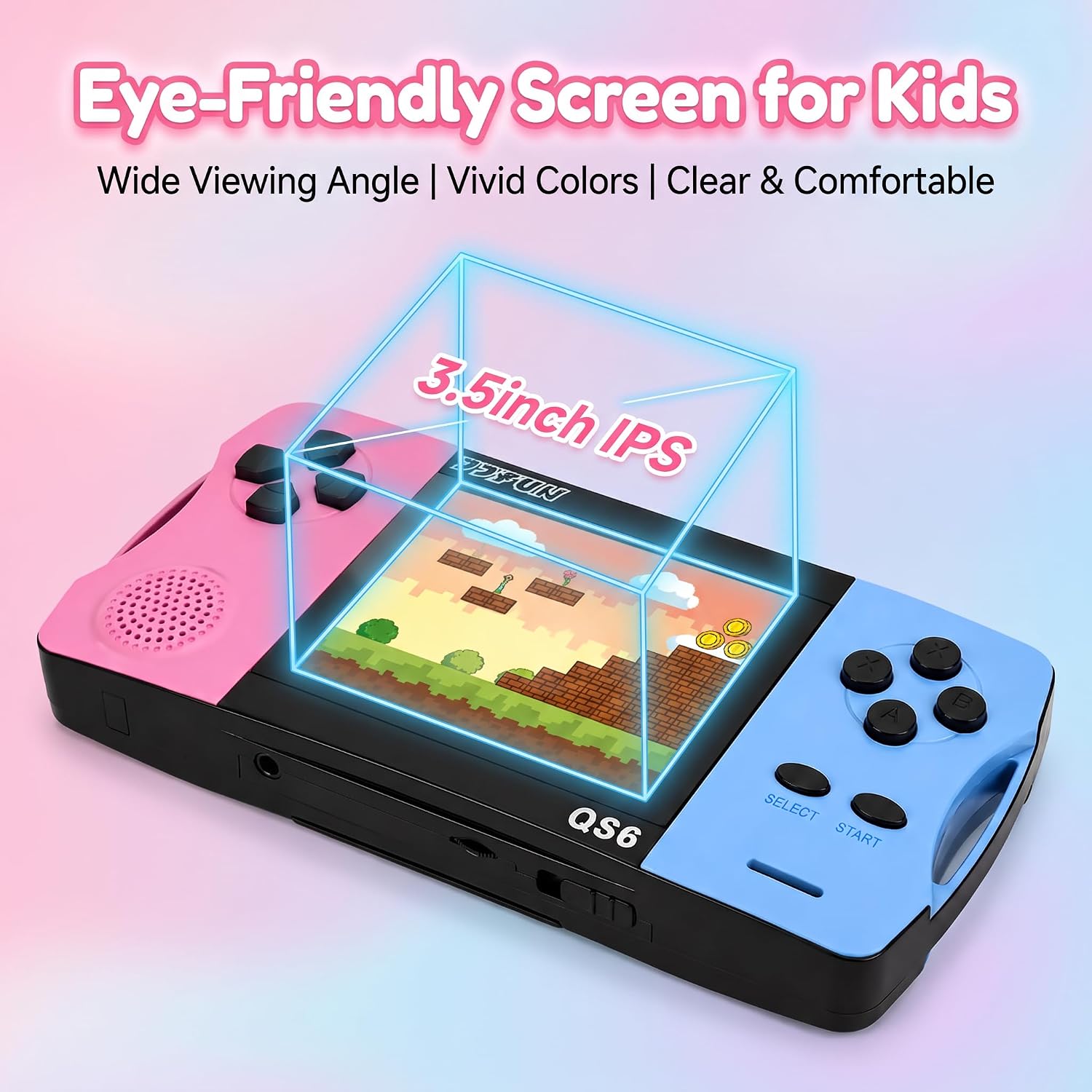 CONSOLA PORTÁTIL DE JUEGOS SNONBROS QS6-PB 216 JUEGOS RETRO 3.5'' PANTALLA HD ROSA Y AZUL - 2