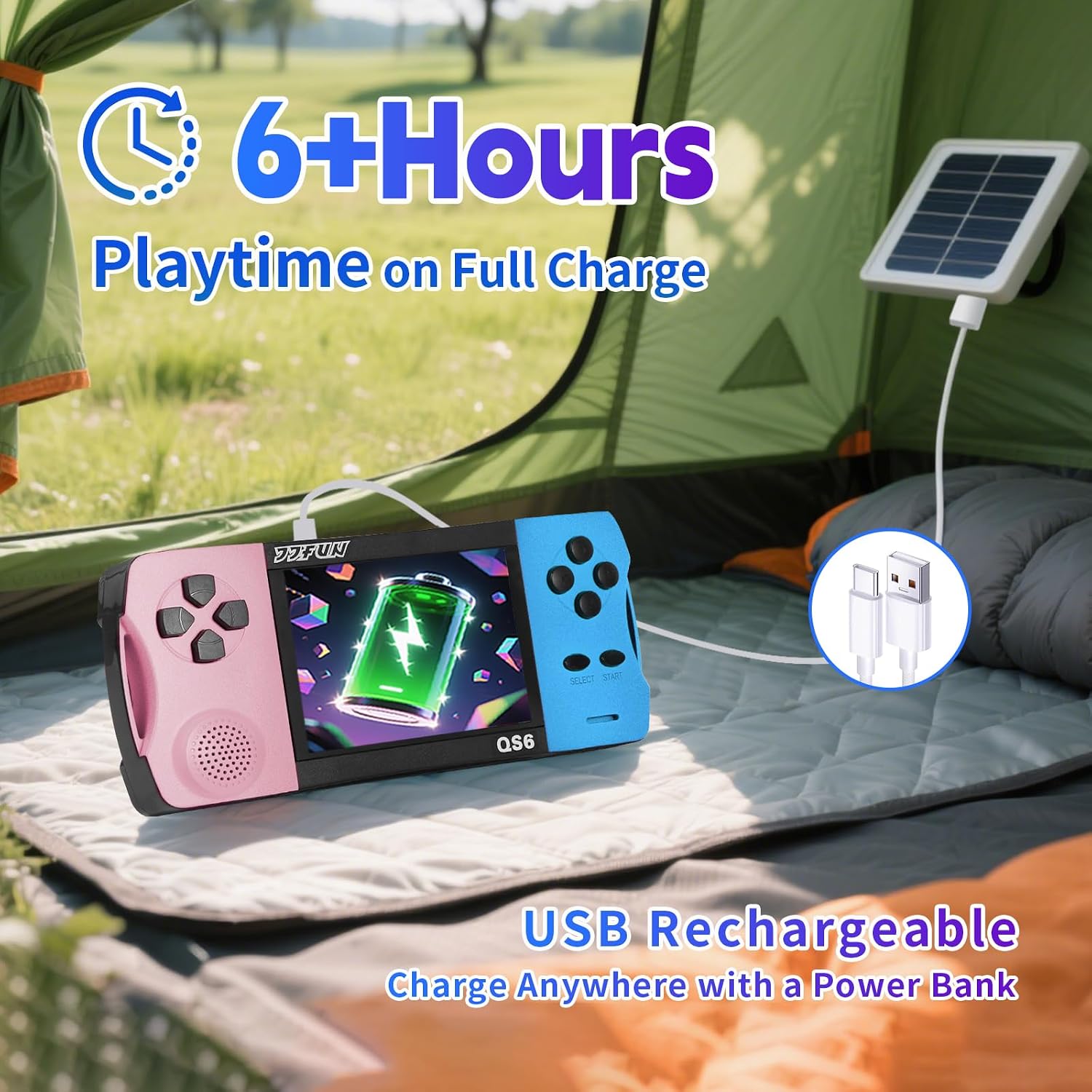 CONSOLA PORTÁTIL DE JUEGOS SNONBROS QS6-PB 216 JUEGOS RETRO 3.5'' PANTALLA HD ROSA Y AZUL - 4