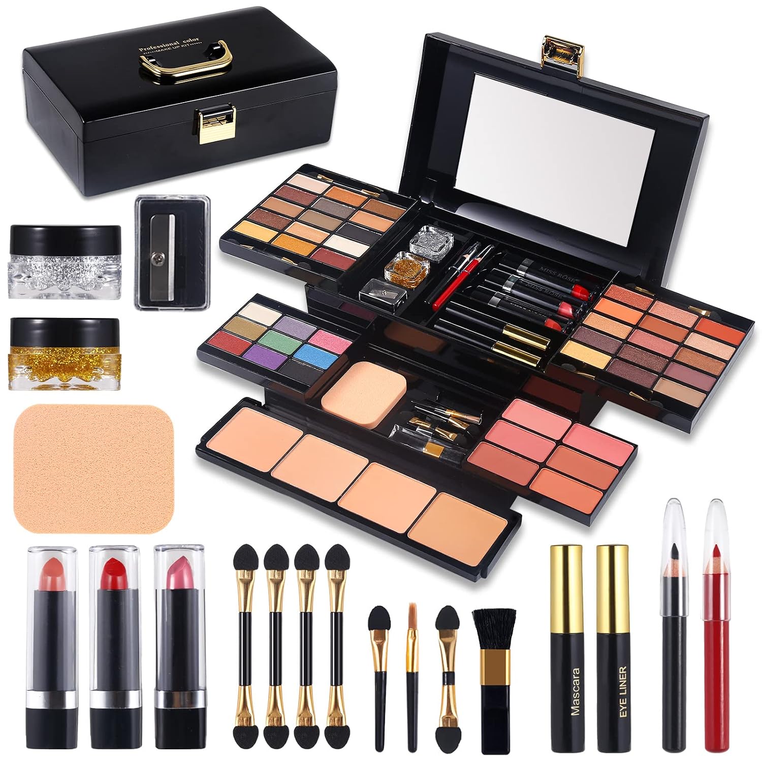 SET DE MAQUILLAJE MORNECA PROFESIONAL 58 COLORES CON ESPEJO - 1