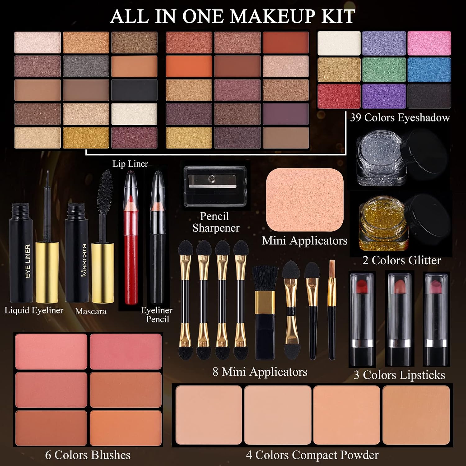 SET DE MAQUILLAJE MORNECA PROFESIONAL 58 COLORES CON ESPEJO - 2