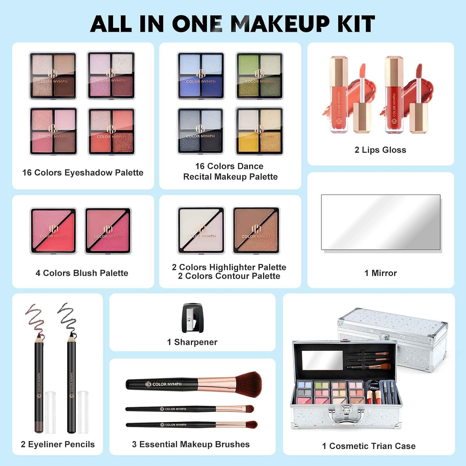 SET DE MAQUILLAJE COLOR NYMPH COMPLETO PARA MUJER - 2