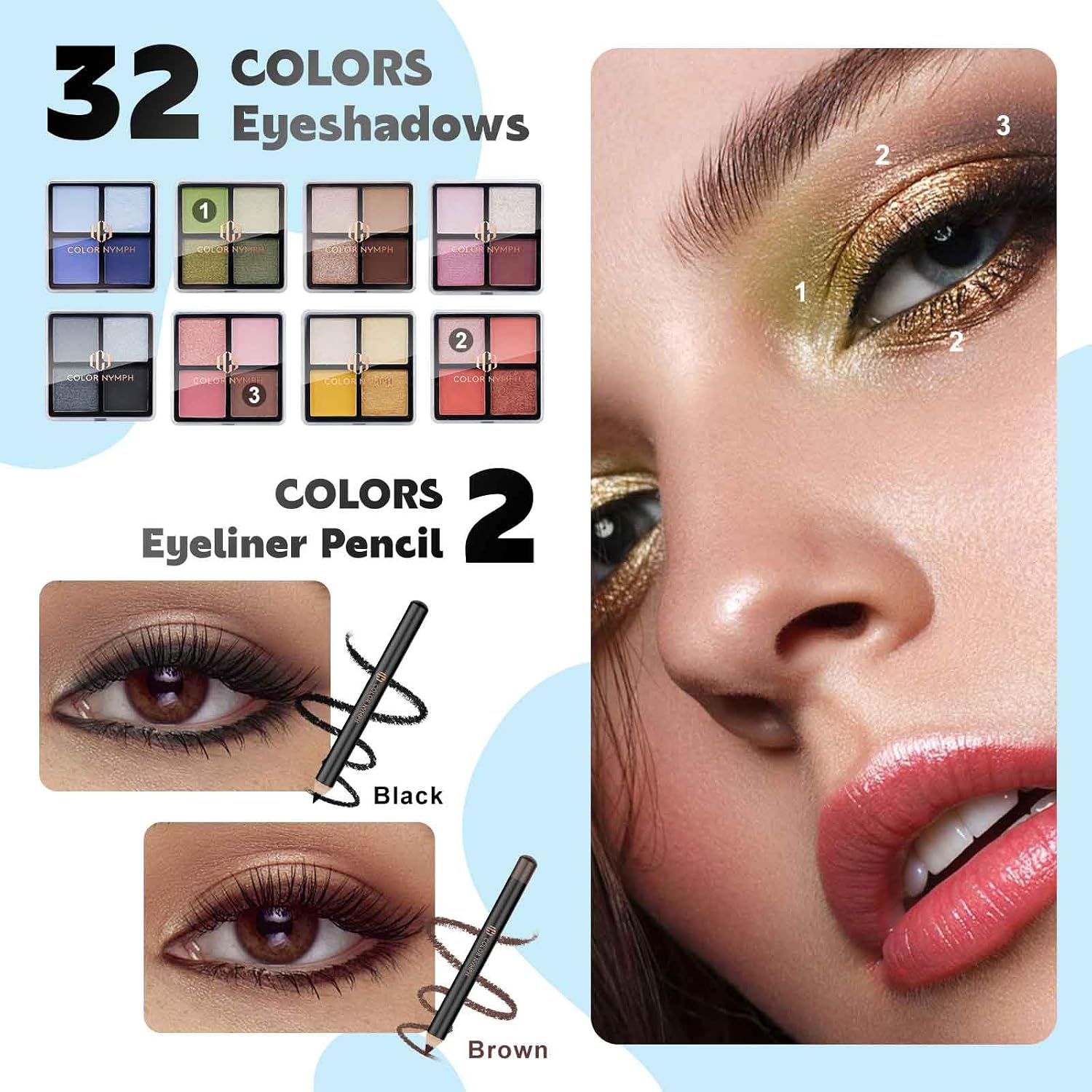 SET DE MAQUILLAJE COLOR NYMPH COMPLETO PARA MUJER - 3