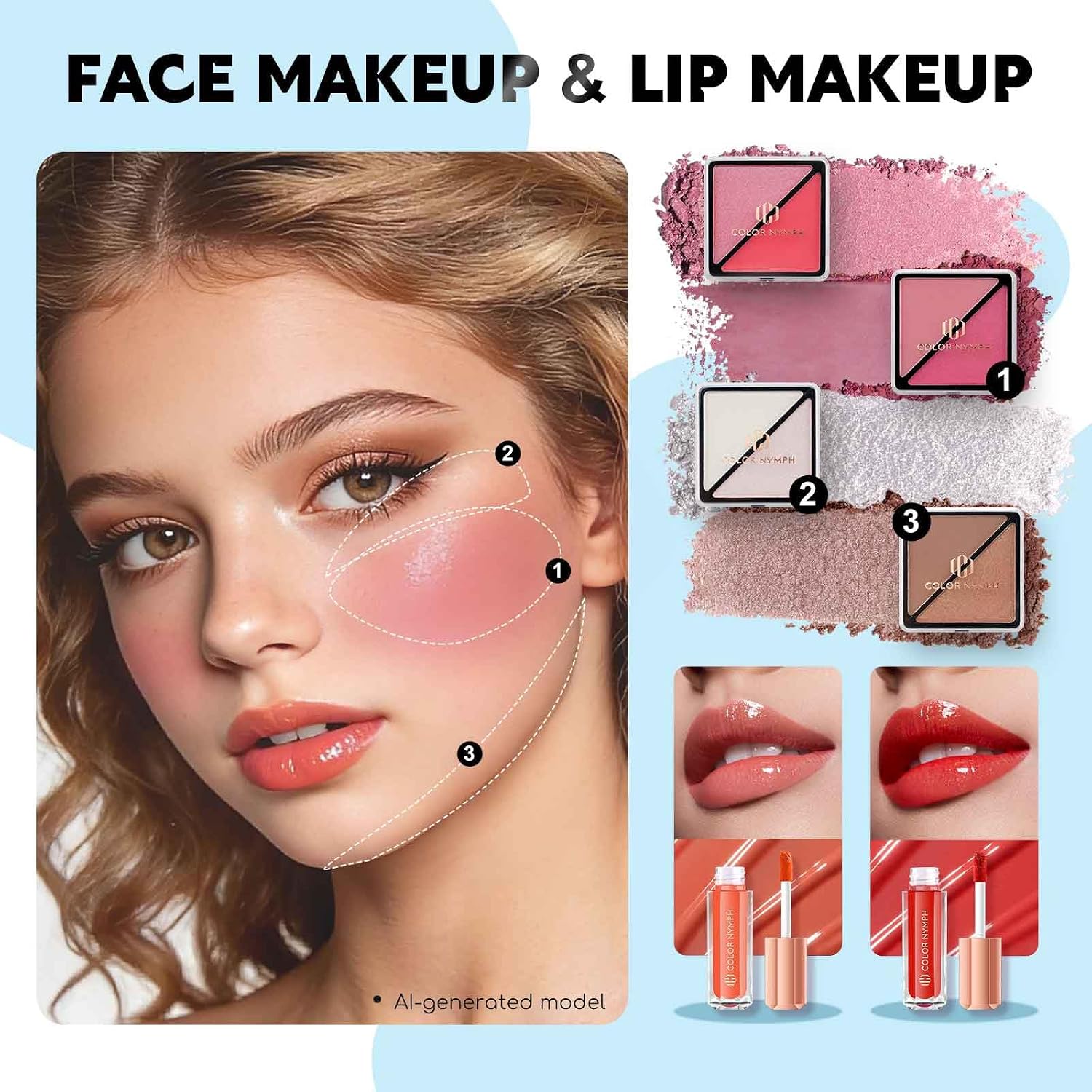 SET DE MAQUILLAJE COLOR NYMPH COMPLETO PARA MUJER - 4