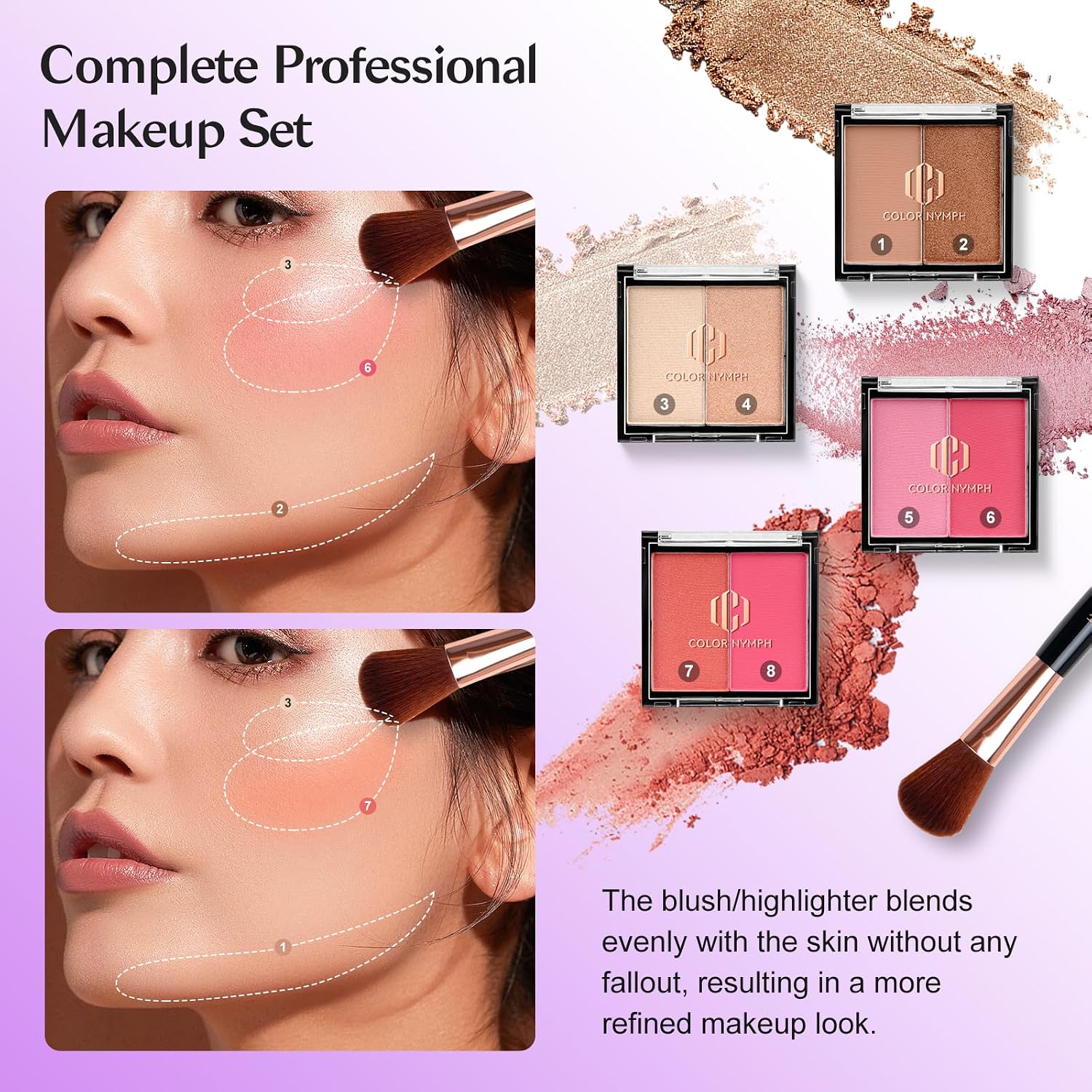 SET DE MAQUILLAJE COLOR NYMPH COMPLETO PARA MUJER Y ADOLESCENTES - 3