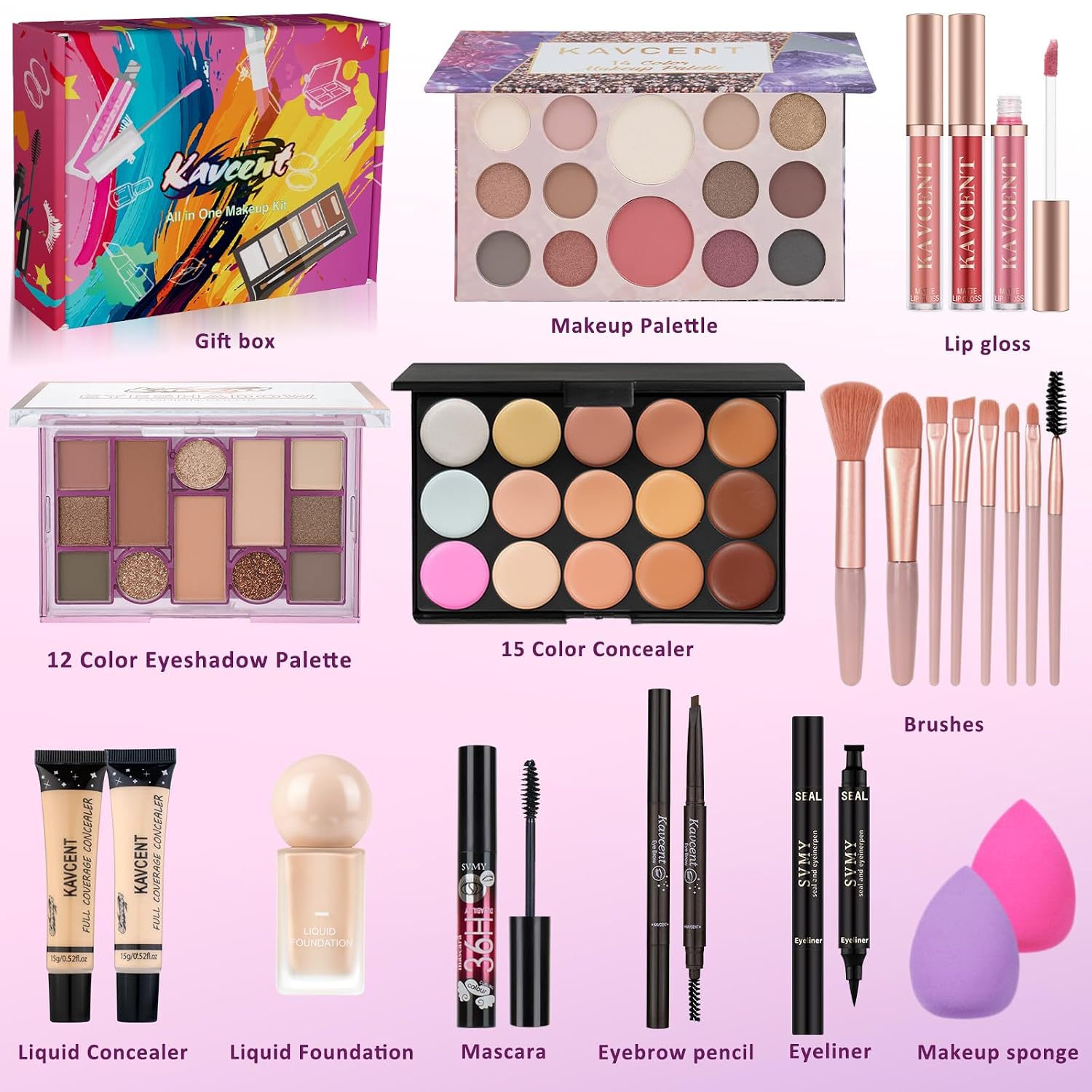 SET DE MAQUILLAJE KAVCENT COMPLETO PARA ADOLESCENTES Y MUJERES - 2